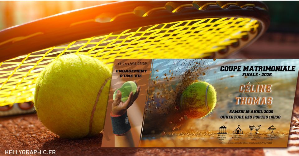 Faire-part mariage Couple Sport Tennis Faire-part mariage Sport Tennis