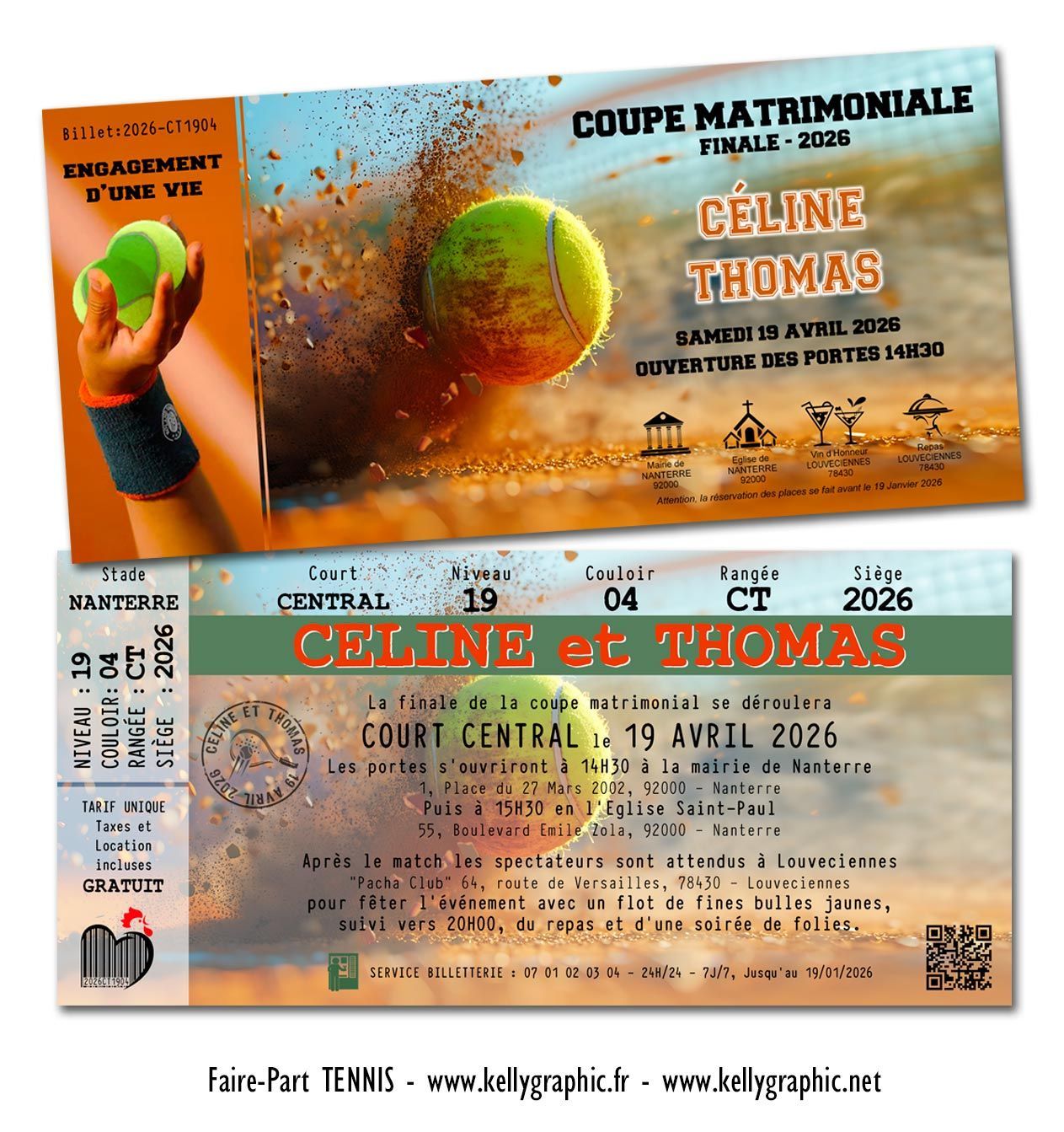 Faire-part Mariage Tennis Faire-part Mariage Tennis