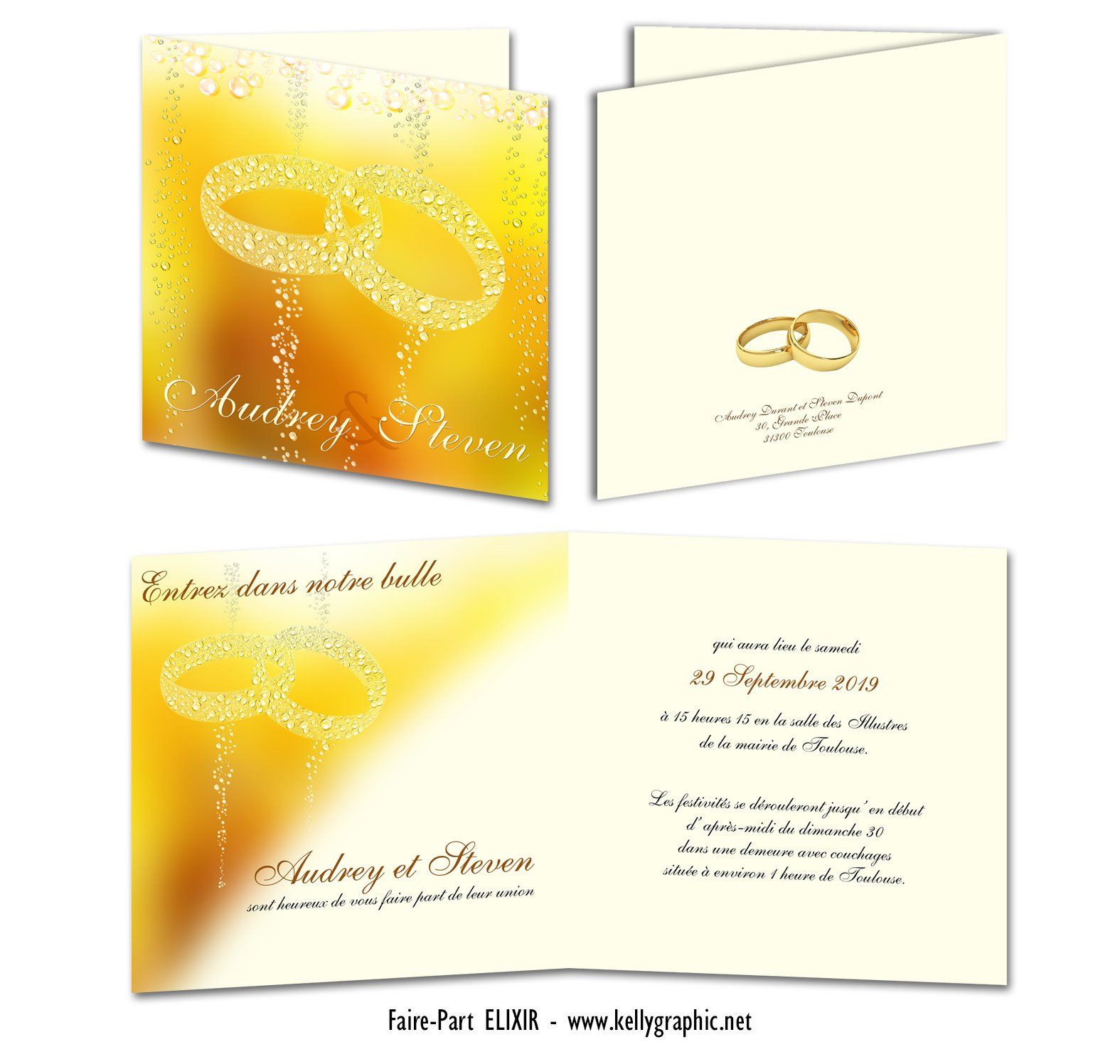 Faire-part Mariage Champagne Faire-part Mariage bulles Champagne