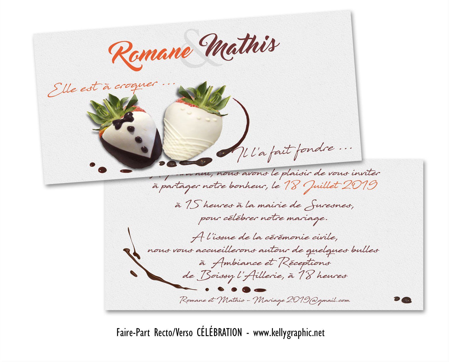 Faire-part mariage fraise chocolat Covered Strawberry Faire-part mariage fraise chocolat