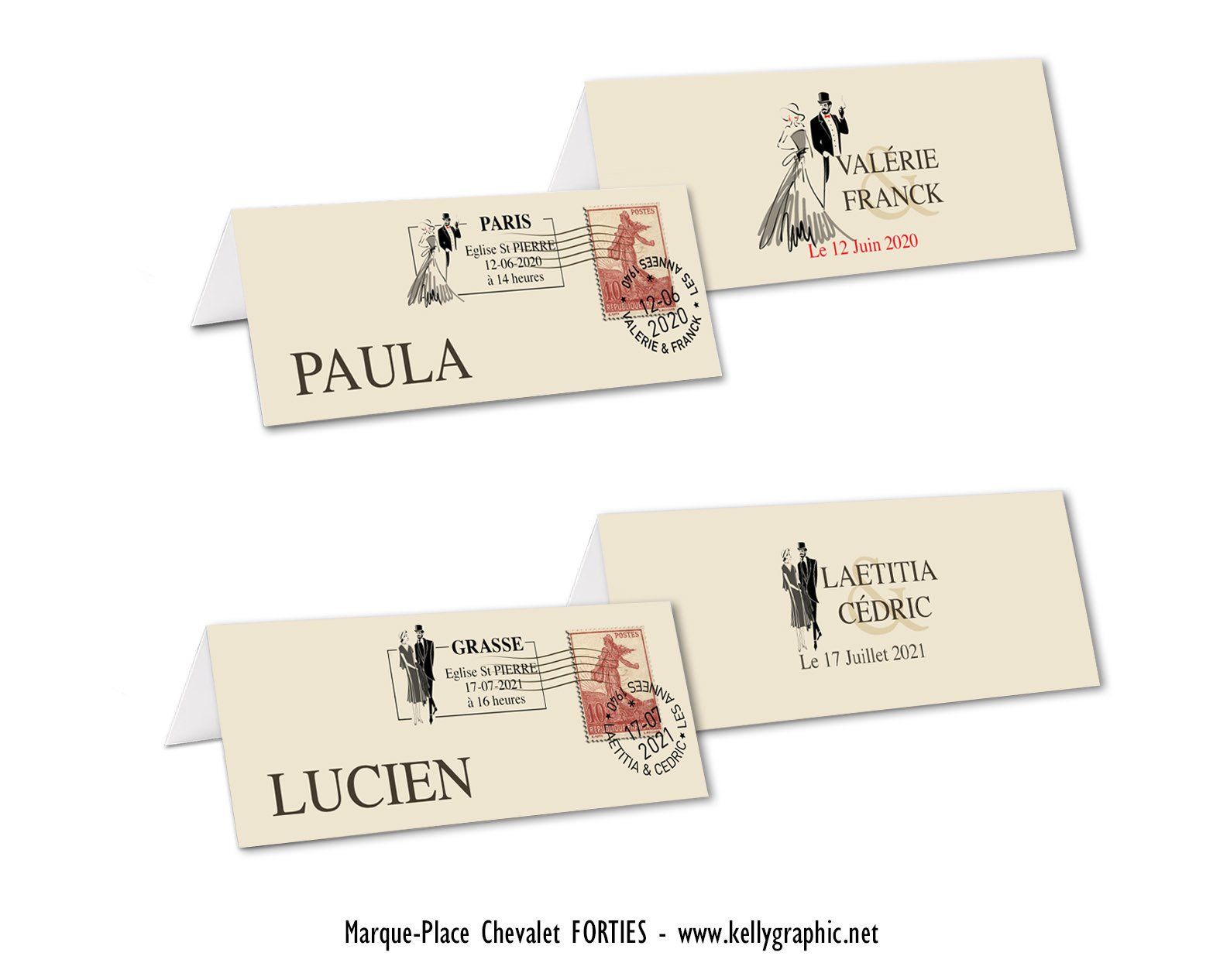 Marques places Mariage Rétro Vintage Marques places Mariage Rétro Vintage Forties Années 40