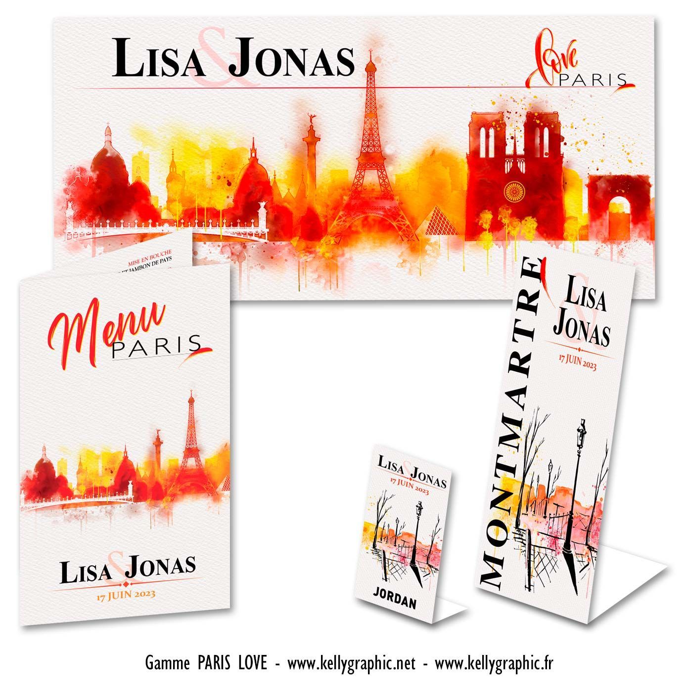 Faire-part mariage aquarelle Paris Love Faire-part mariage aquarelle Paris Love