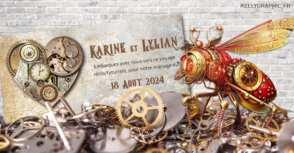Faire-part mariage Steampunk Faire-part mariage Steampunk