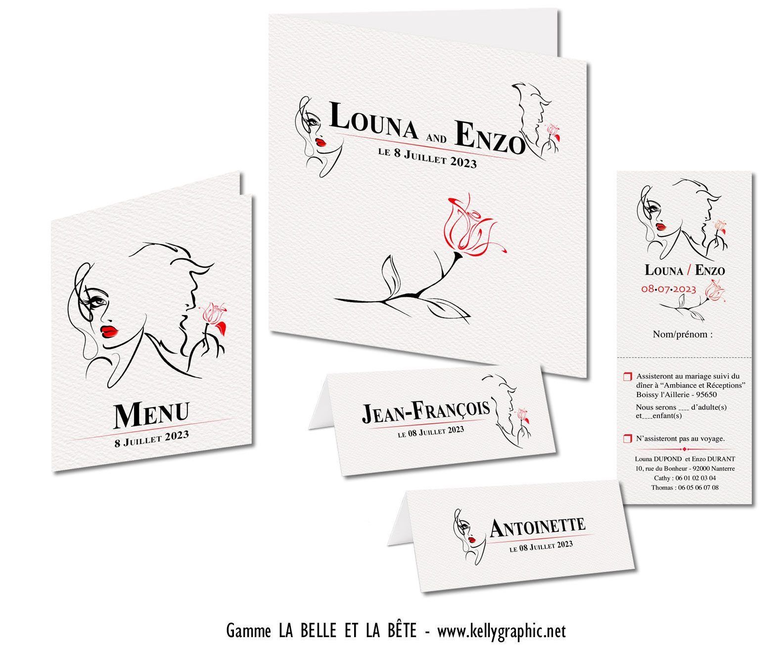 Faire-part Mariage Disney La Belle et la Bête Faire-part Mariage Disney La Belle et la Bête