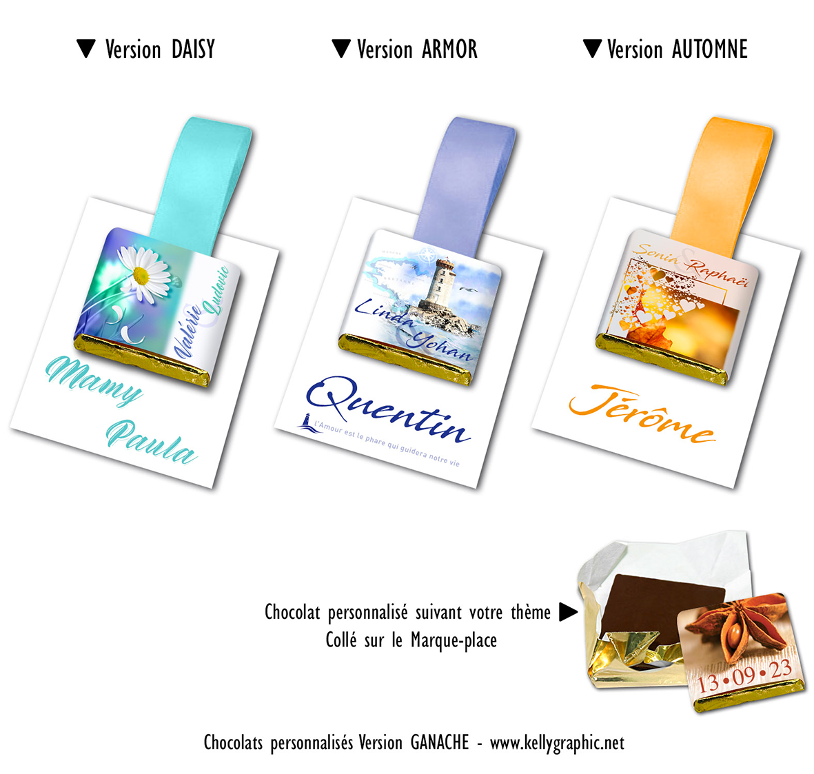 marque places personnalisés invités chocolats marque places mariage invités
chocolats