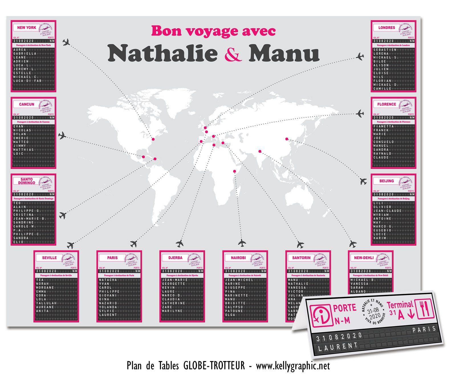Plan de Table Mariage Panneau affichage avion Plan de Table Mariage Panneau affichage avion