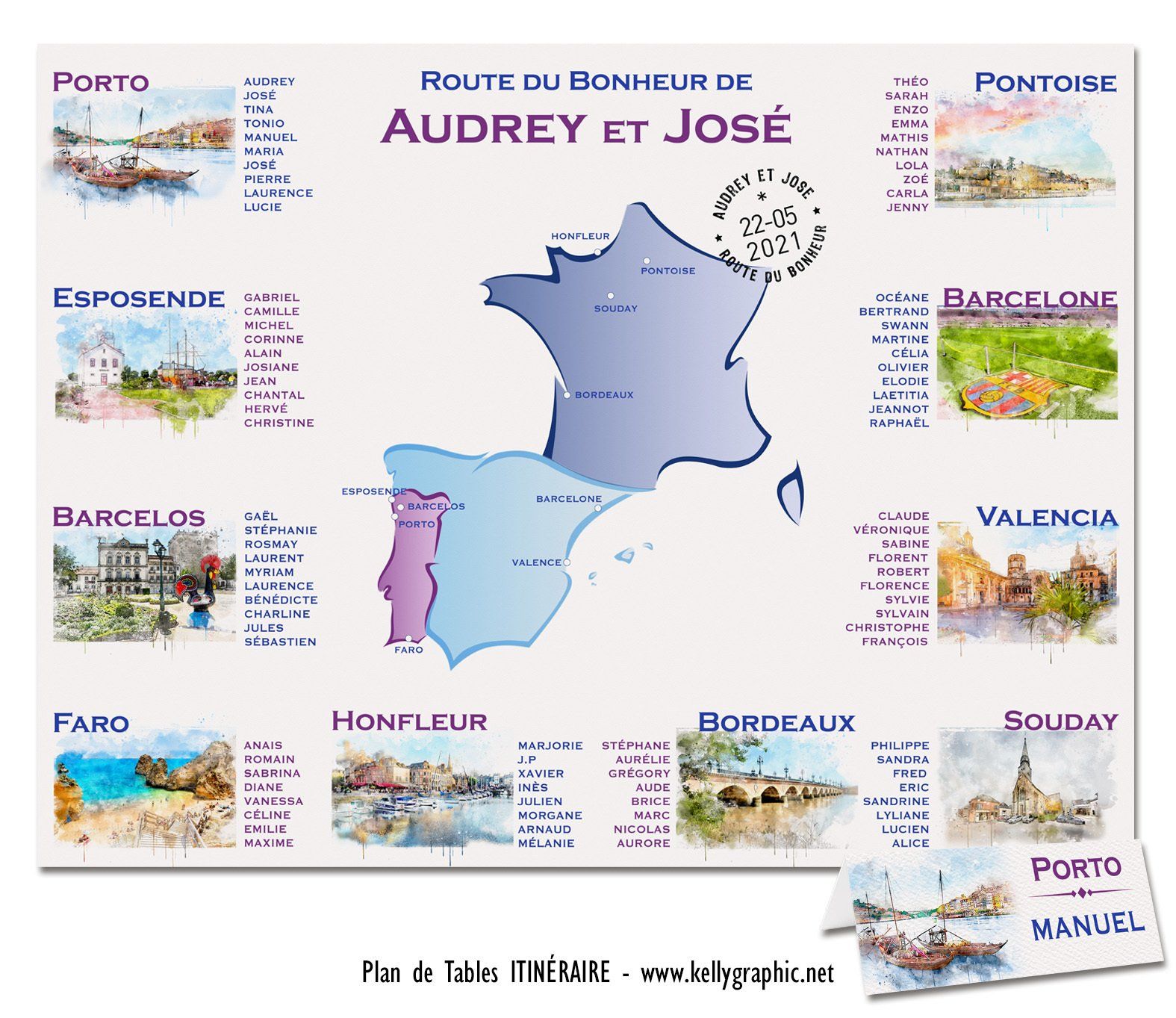 Plan de Table Mariage, deux pays Plan de Table Mariage, deux pays