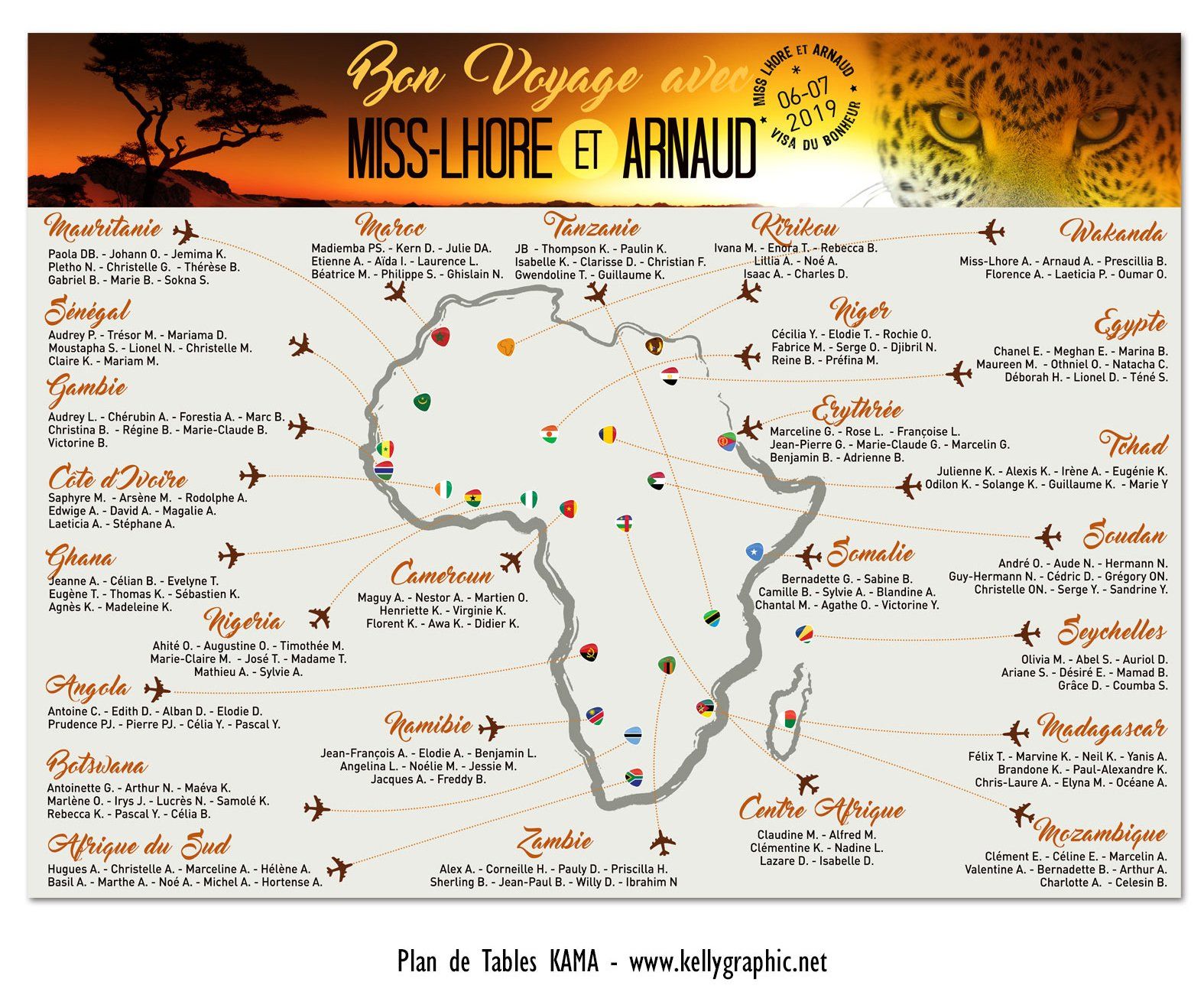Plan de Table Mariage, Afrique Plan de Table Mariage, Afrique