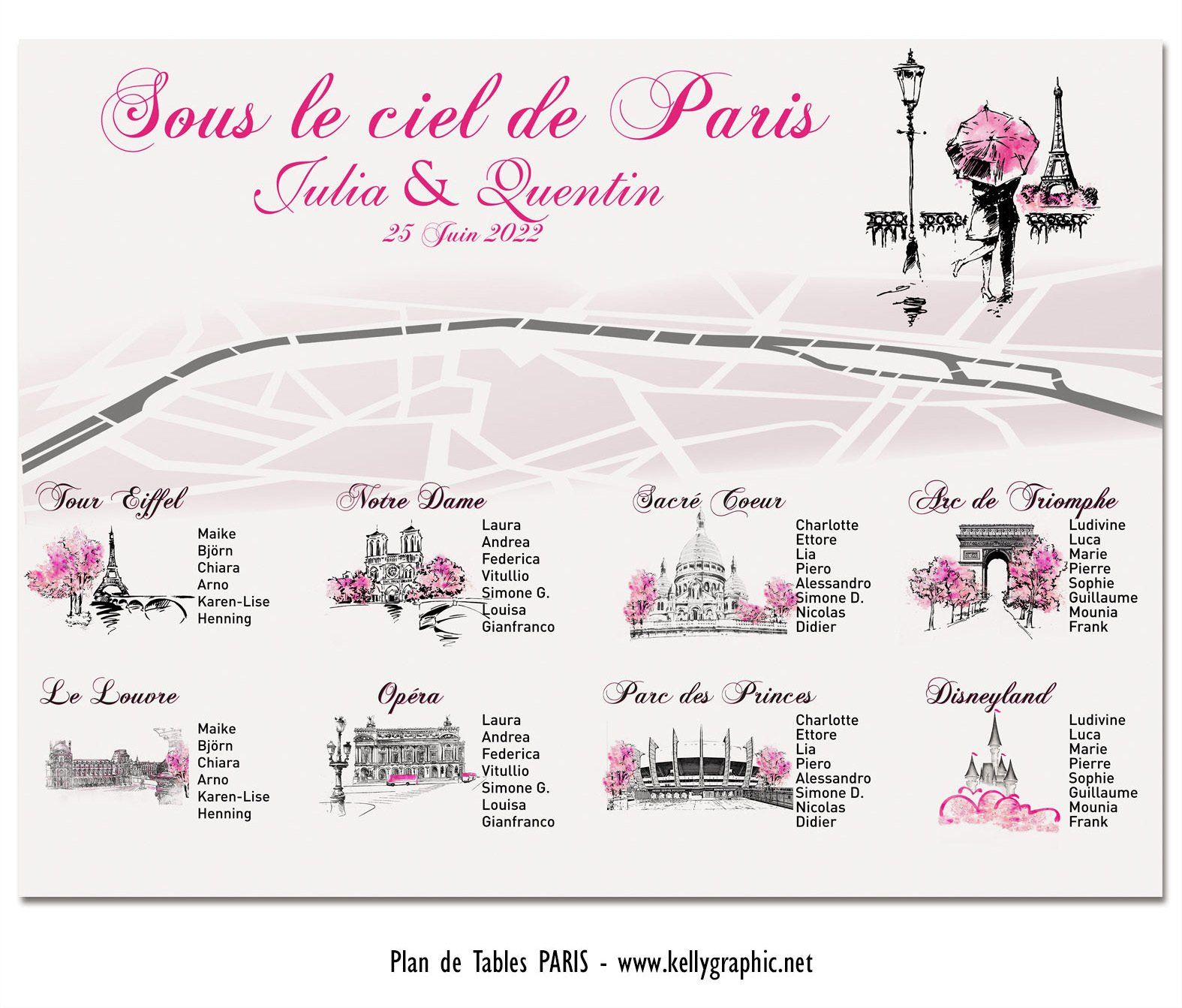 Plan de Table Mariage Paris Rose Plan de Table Mariage Paris Rose