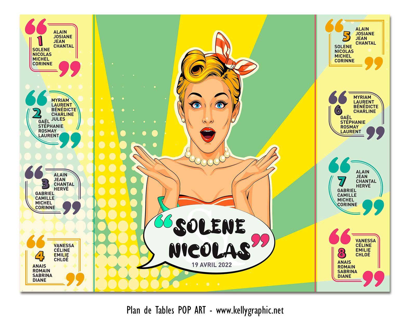 Plan de Table Mariage Vintage Pop Art Plan de Table Mariage Vintage Pop Art