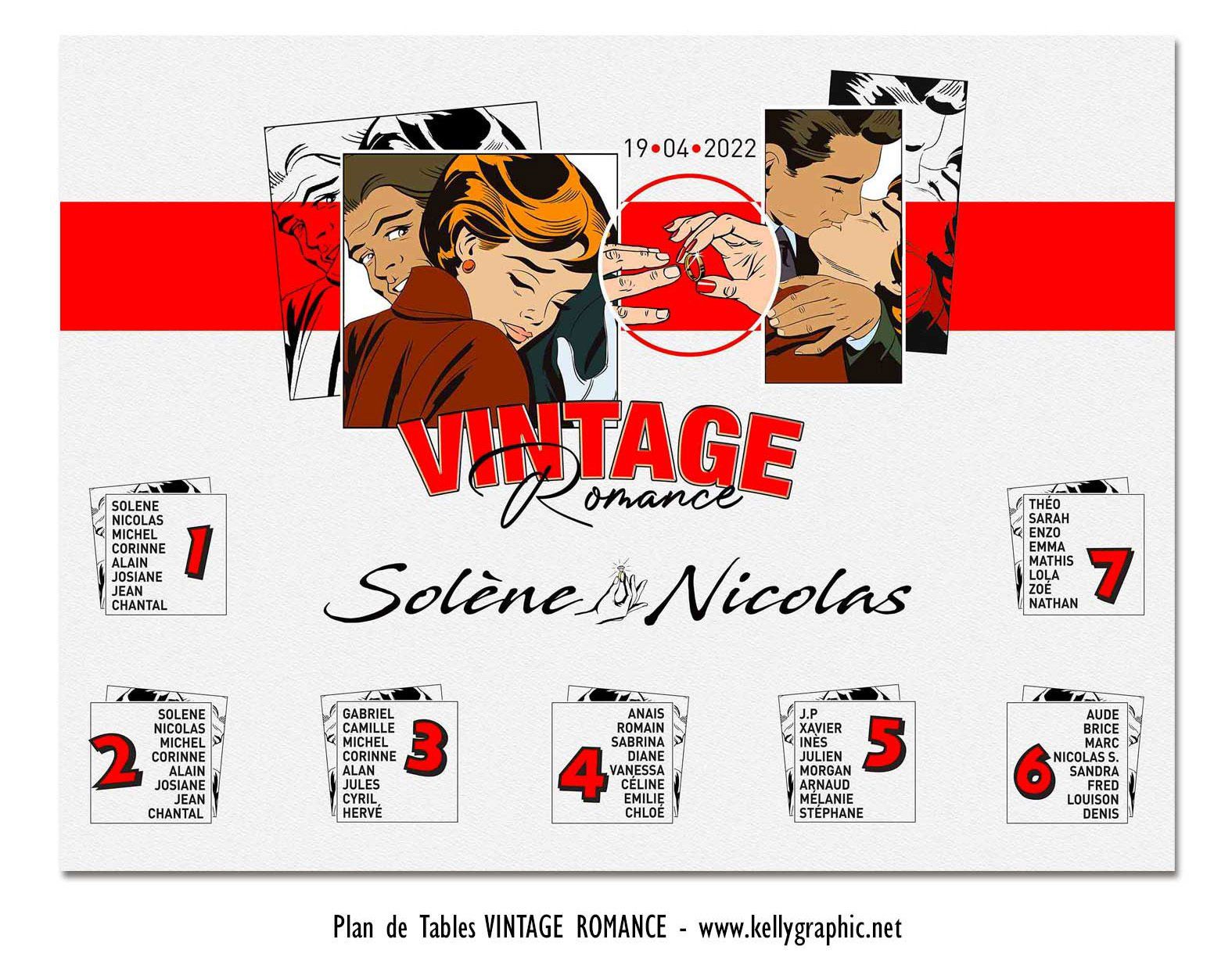 Plan de Table Mariage, Vintage Romance Plan de Table Mariage, Vintage Romance