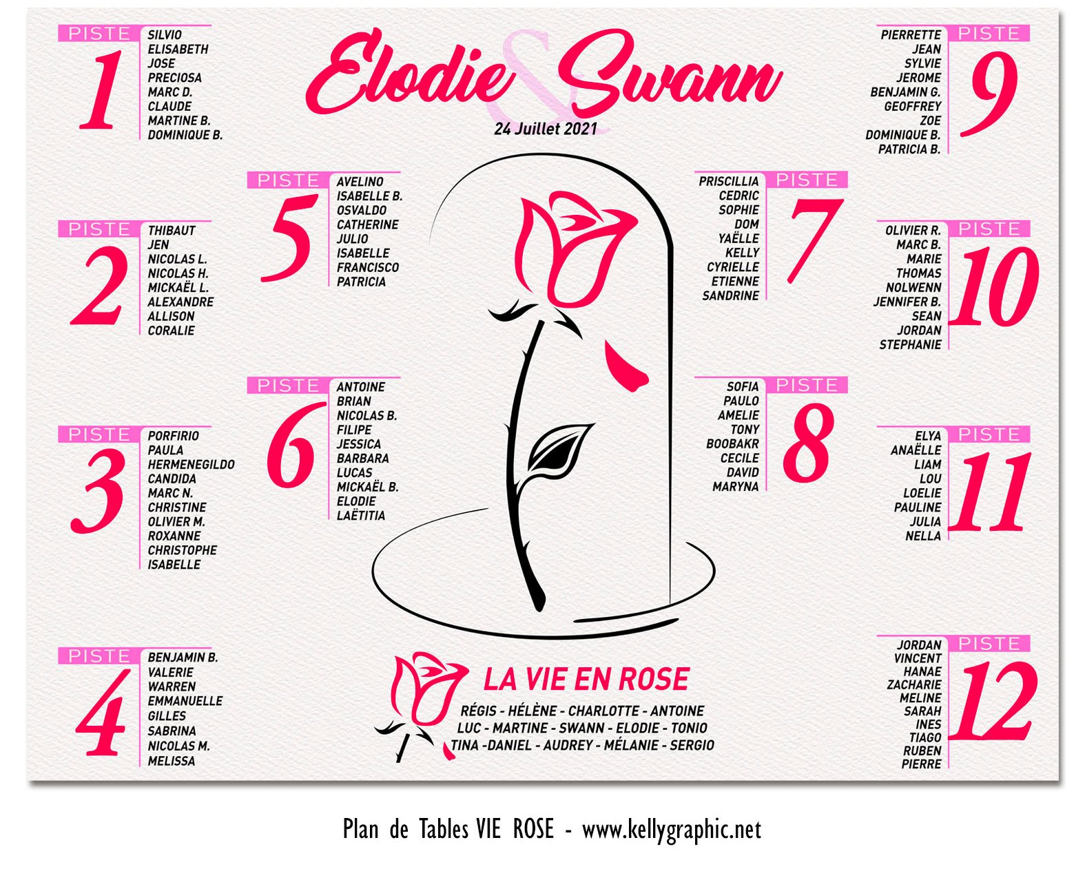 Plan de Table Mariage, Disney belle et la bête Plan de Table Mariage, Disney vie en rose