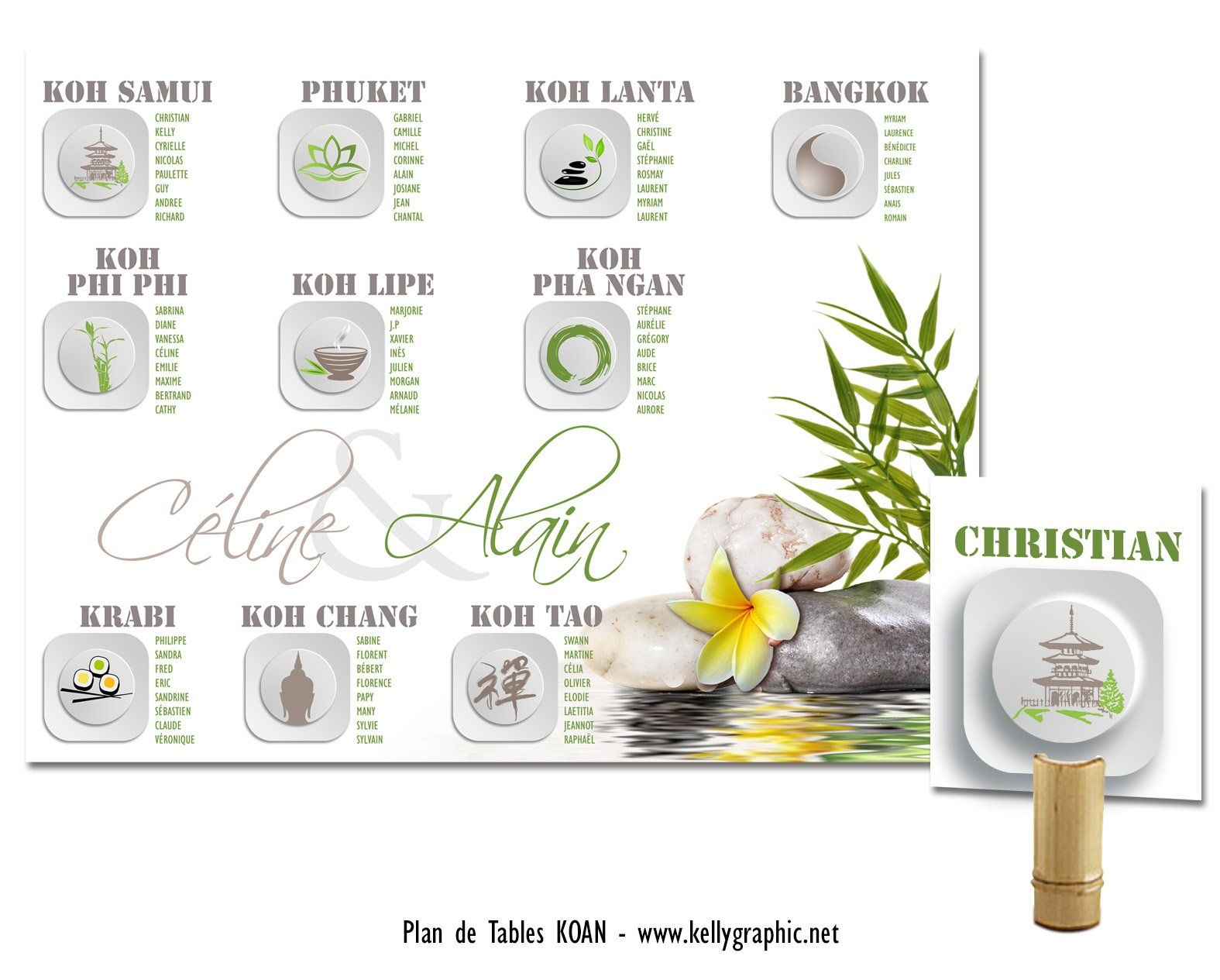 Plan de Table Mariage zen bambou Plan de Table Mariage zen bambou