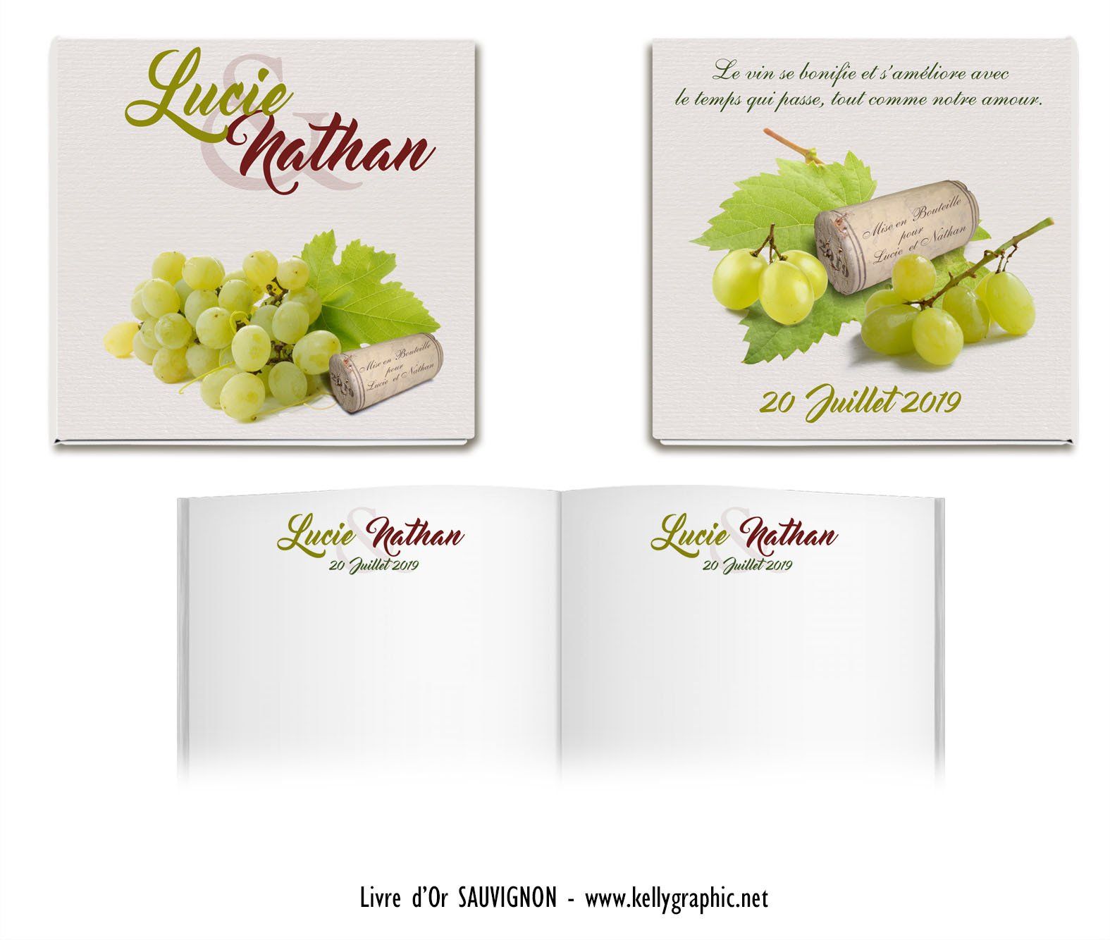 Livre d'or personnalisé mariage Livre d'or personnalisé mariage vin blanc raisin Sauvignon