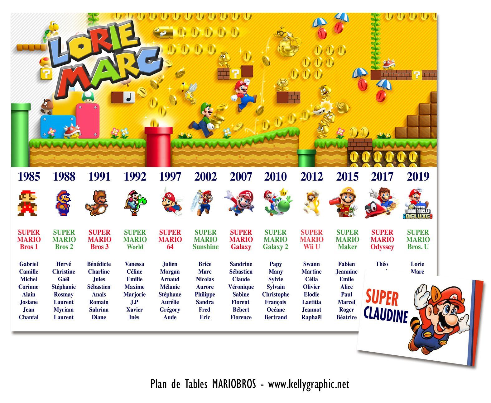 Plan de Table Mariage Mario Jeux Vidéo Geek Plan de Table Mariage Mario Bros