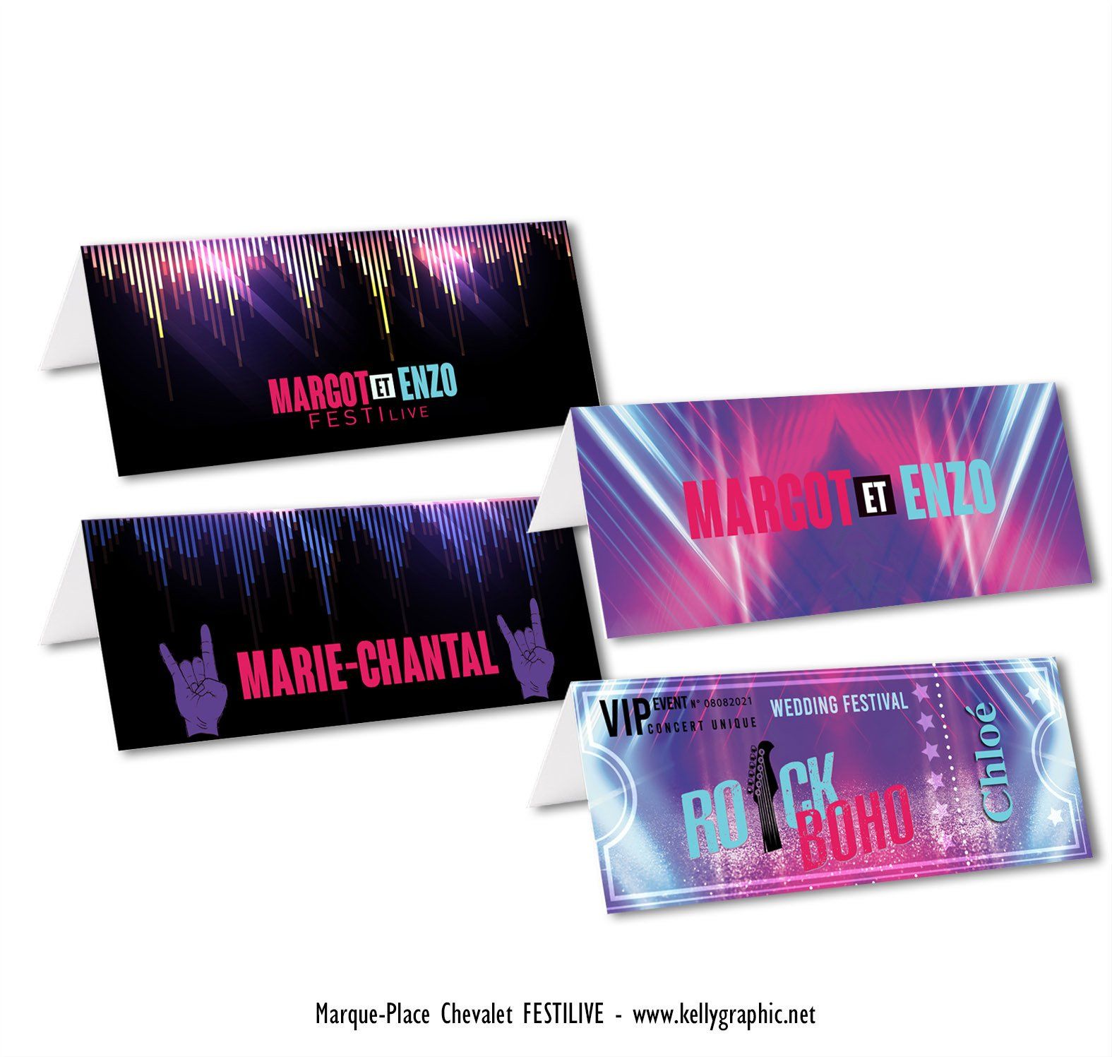 Porte noms Mariage Musique Rock Boho Marques Places Mariage Musique Rock Boho festival