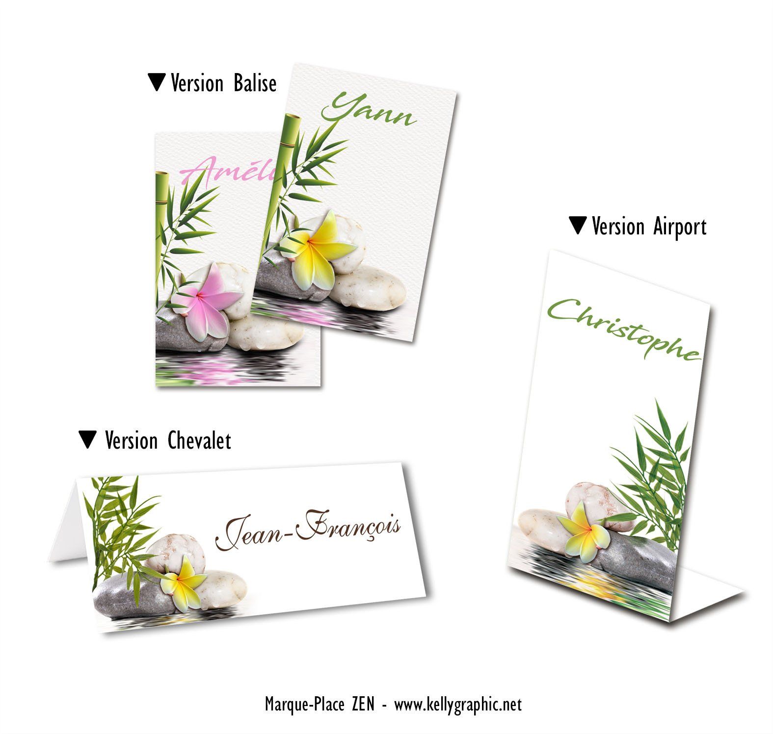 Porte noms mariage Zen Bambou Marques places mariage Zen Bambou