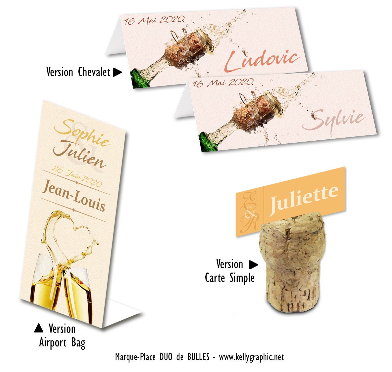 Porte noms Mariage Champagne Porte noms Déco mariage thème Champagne Vin Bulles