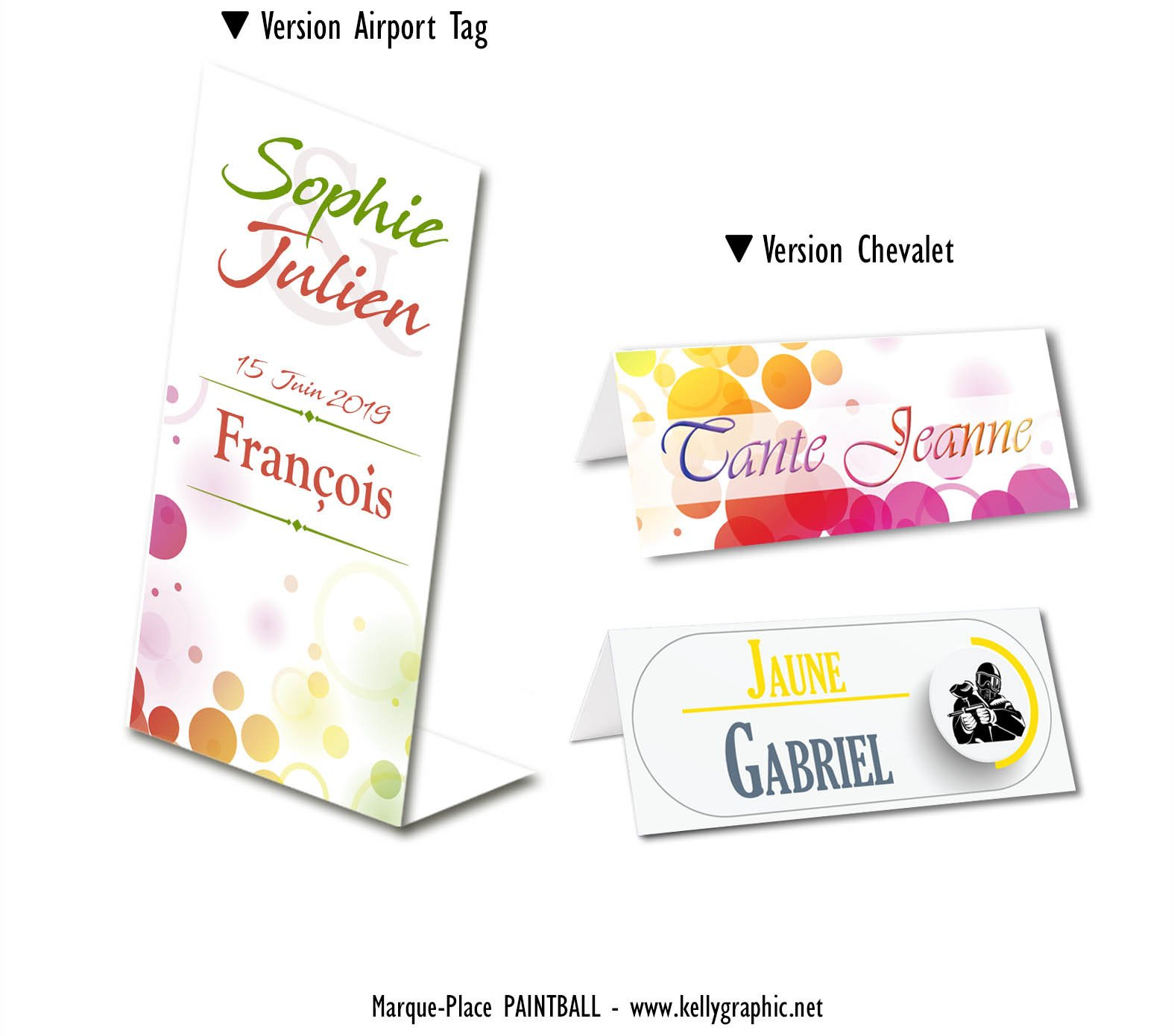 Porte noms Mariage • PaintBall Marque Place Mariage • PaintBall