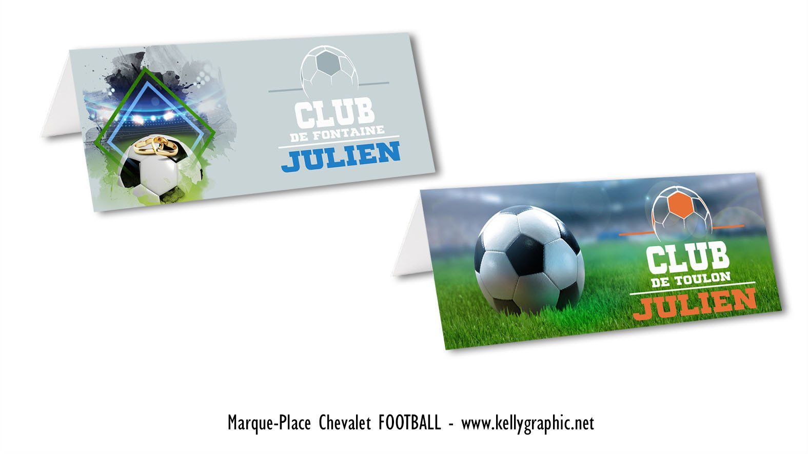 Porte noms personnalisés mariage Foot Marques Places personnalisés mariage Foot