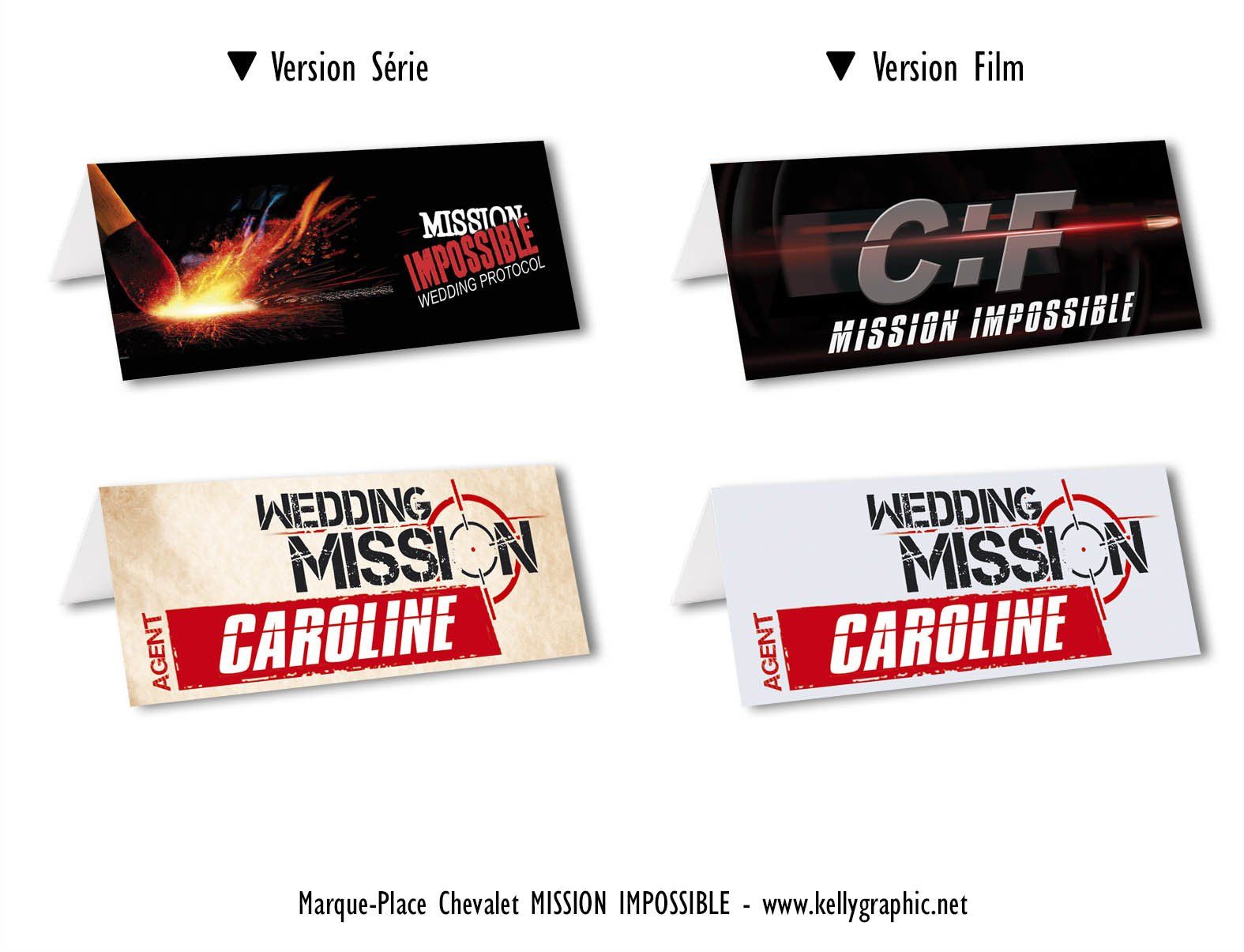 Porte noms mariage Mission Impossible Marque Places mariage Mission Impossible