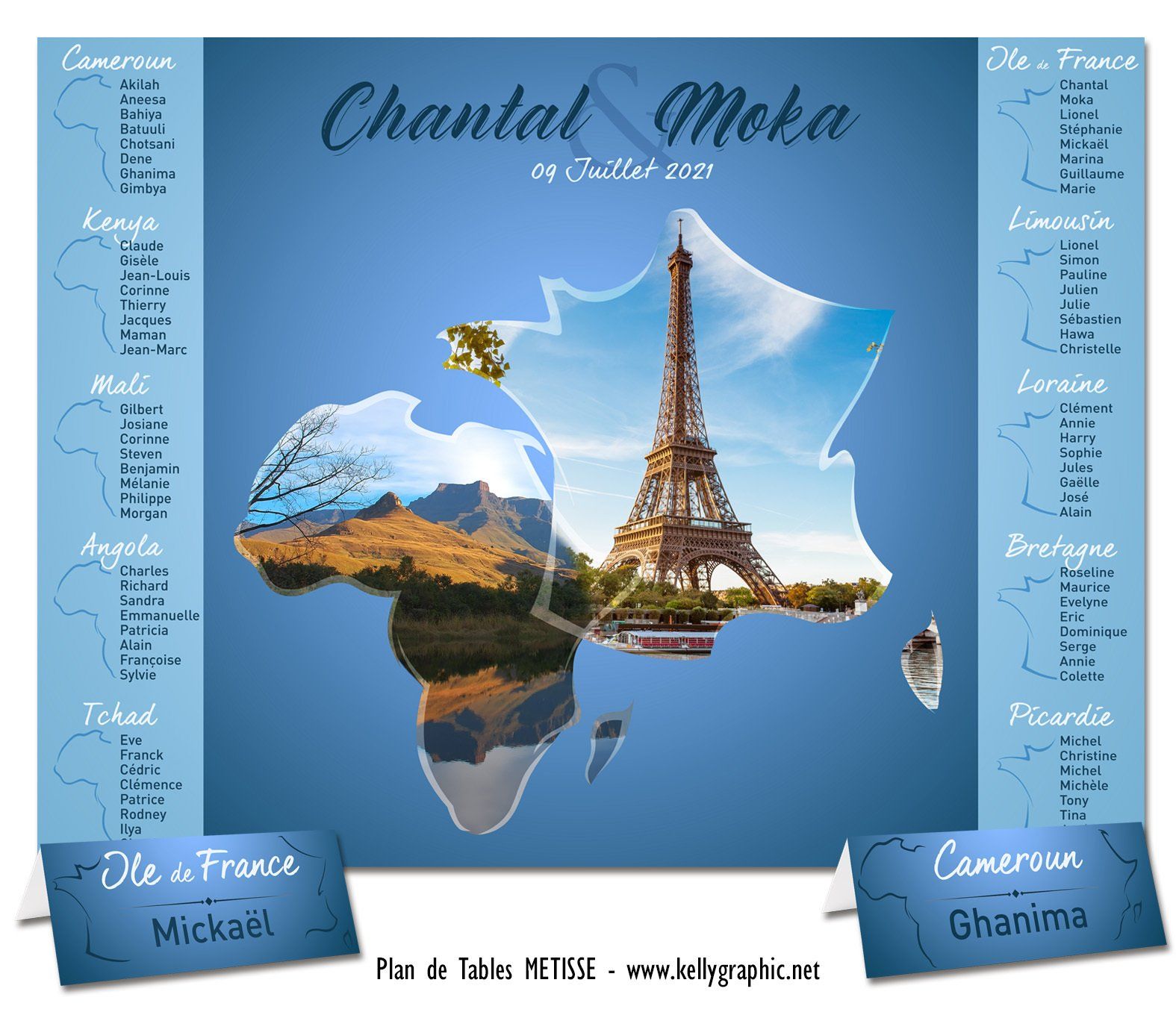 Plan de Table Mariage 2 pays métisse Plan de Table Mariage 2 pays métisse