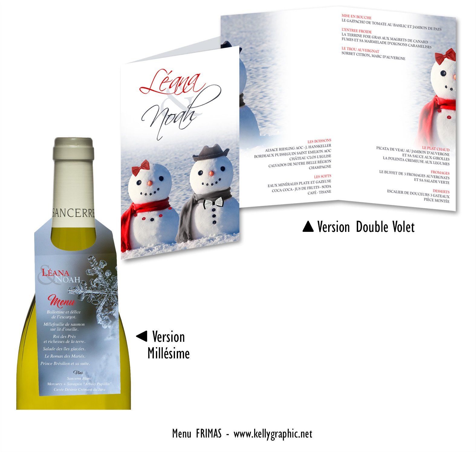 Menus mariage hiver Neige Menus mariage hiver Neige