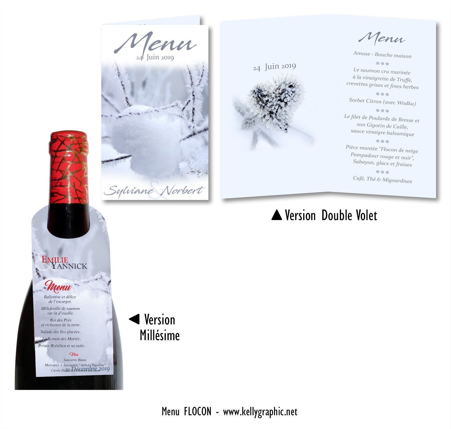 Menus Mariage Hiver flocon Menus Mariage Hiver flocon