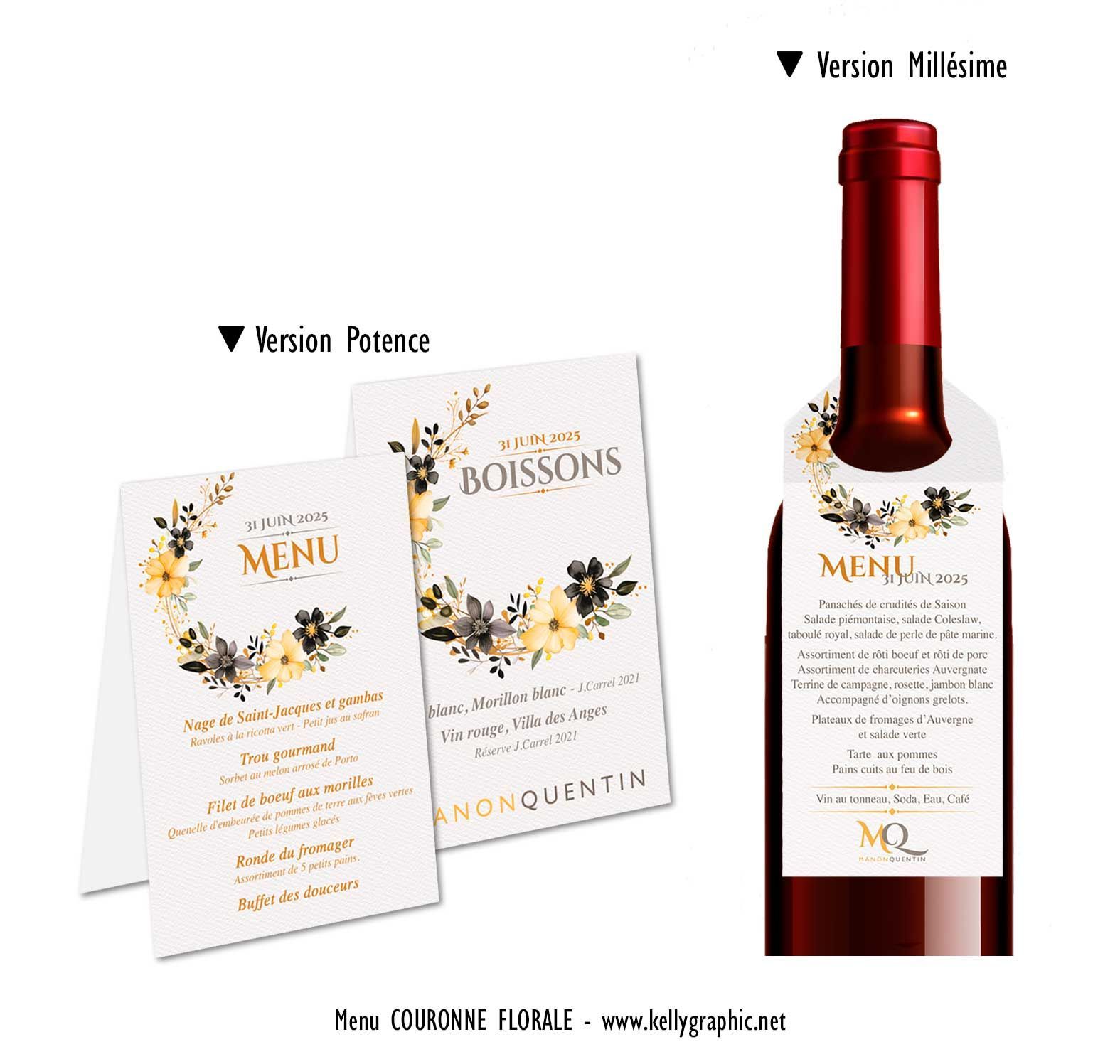 Menus mariage fleurs champêtre Menus mariage fleurs champêtre