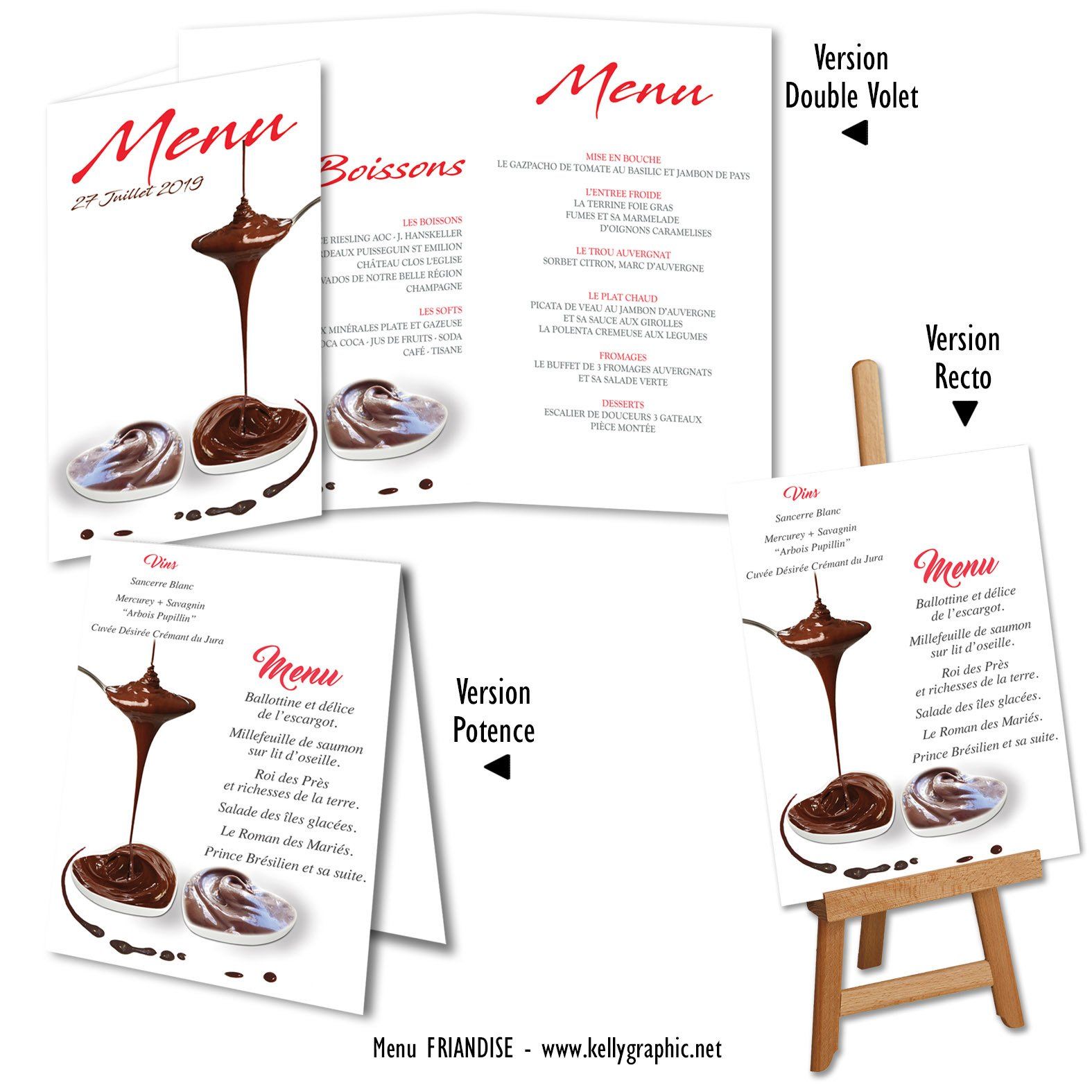 Menus Mariage Coeur chocolat Menus Mariage Coeur chocolat
