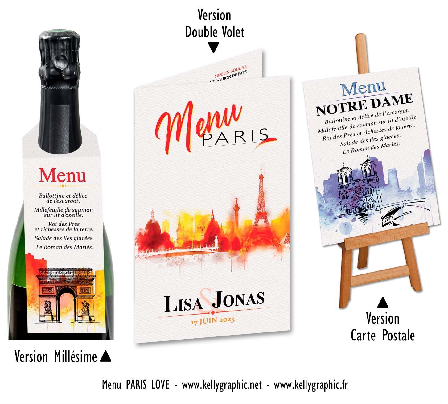 Menus mariage aquarelle Paris Love Menus mariage aquarelle Paris Love