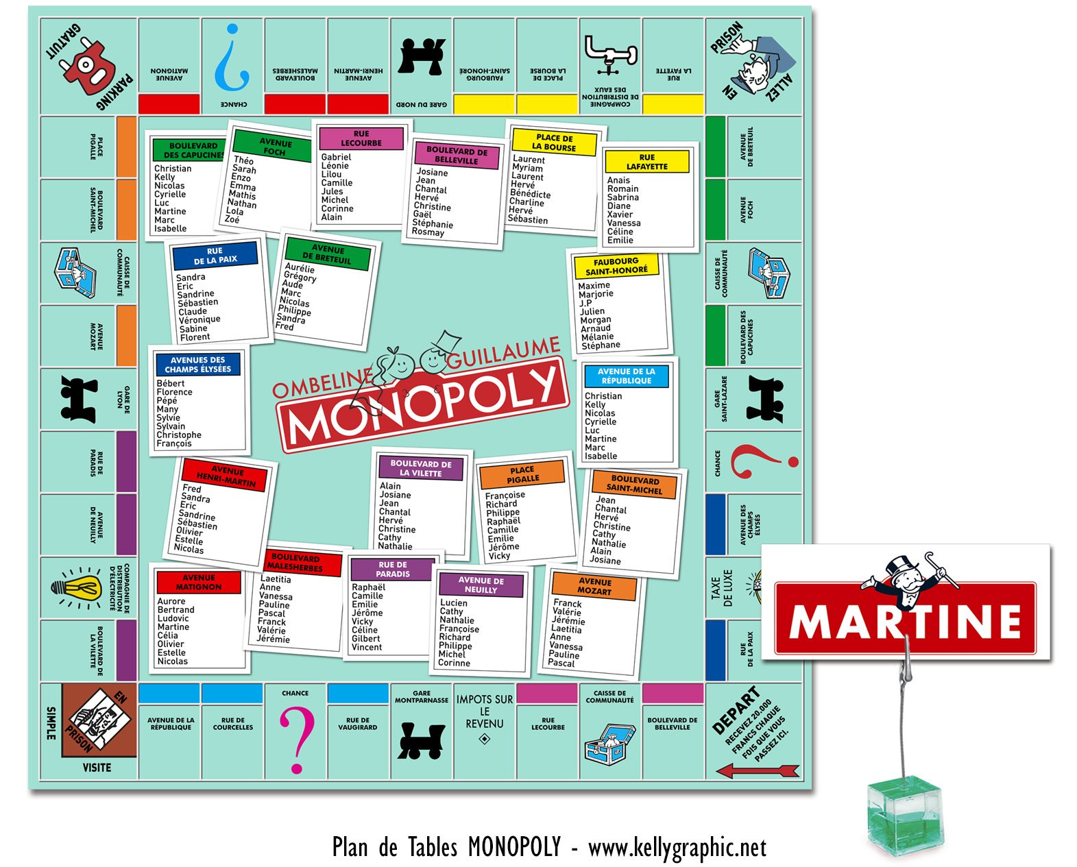 Plan de Table Mariage Jeux Monopoly