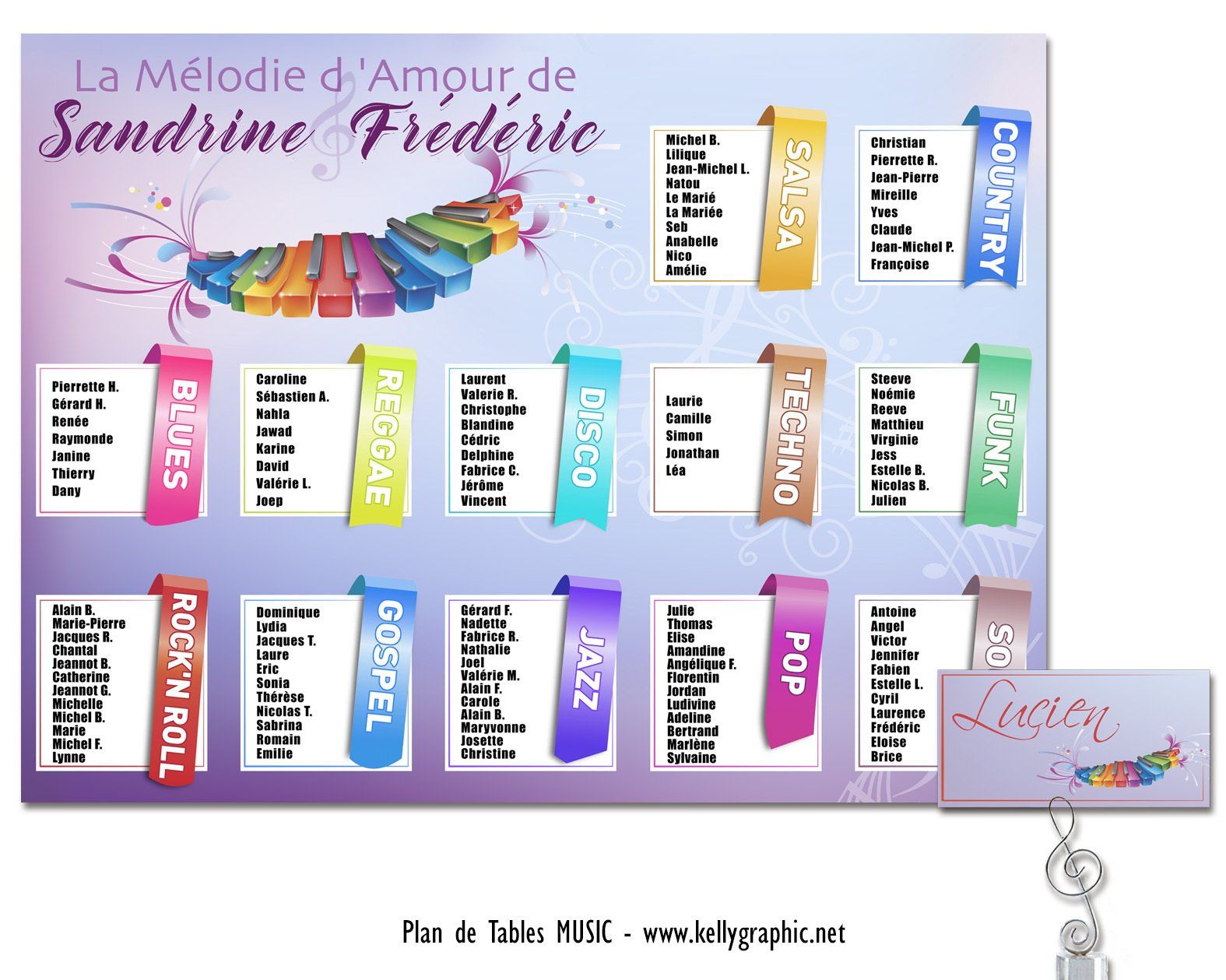 Plan de Table Mariage musique concert Plan de Table Mariage musique concert