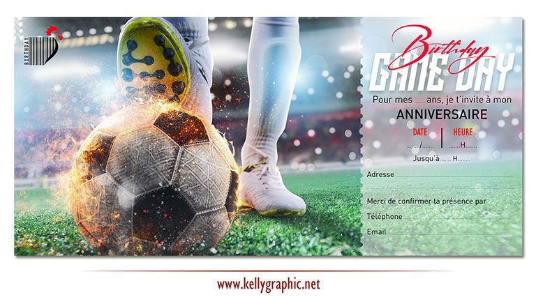 Invitations anniversaire foot Enfant Carte anniversaire foot Enfant