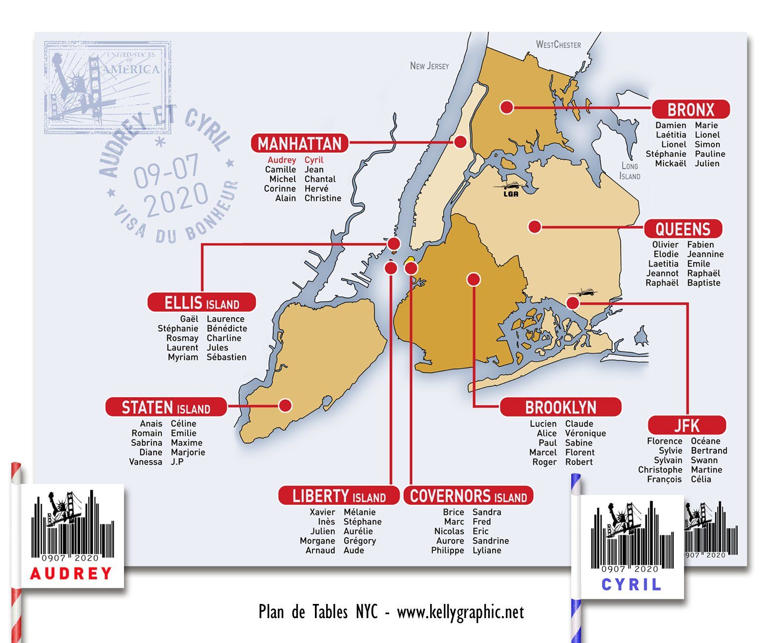 Plan de Table Mariage, New York USA Amérique Plan de Table Mariage, New York USA Amérique
