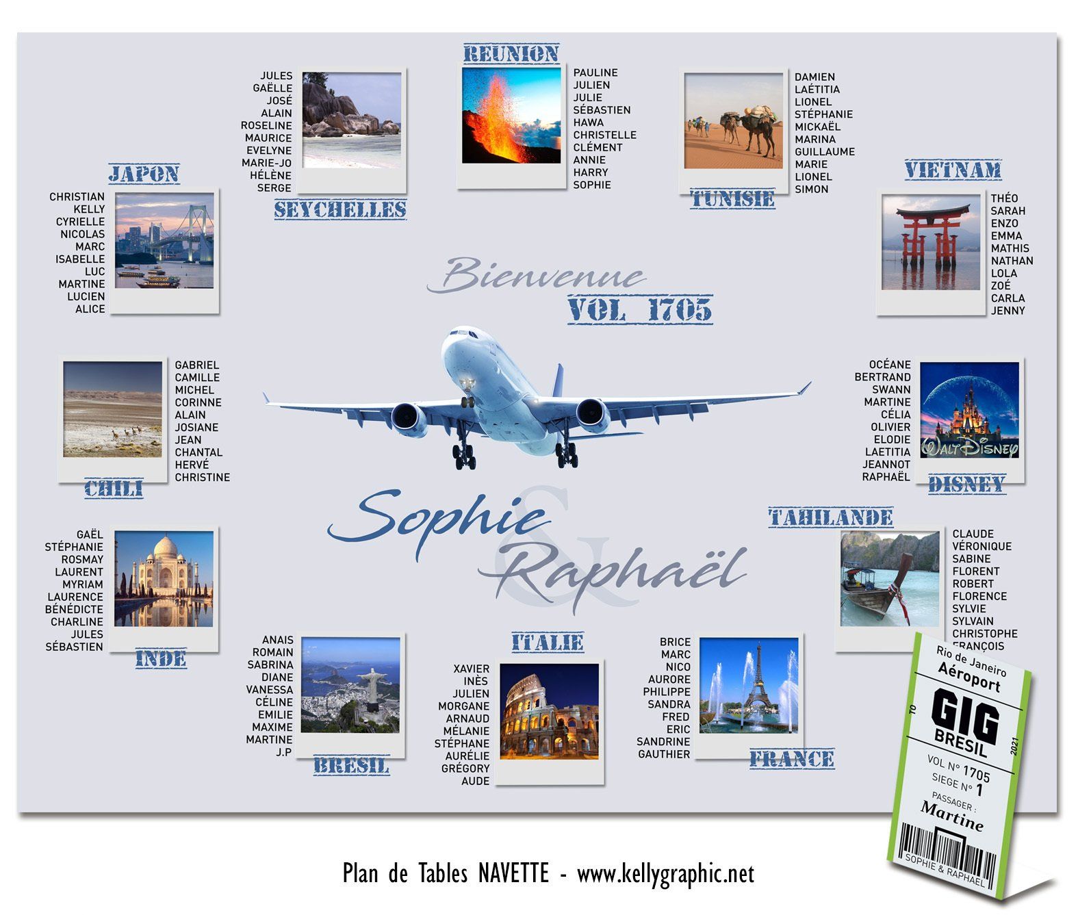 Plan de Table Mariage Avion Photo vacances Plan de Table Mariage Avion Photo vacances