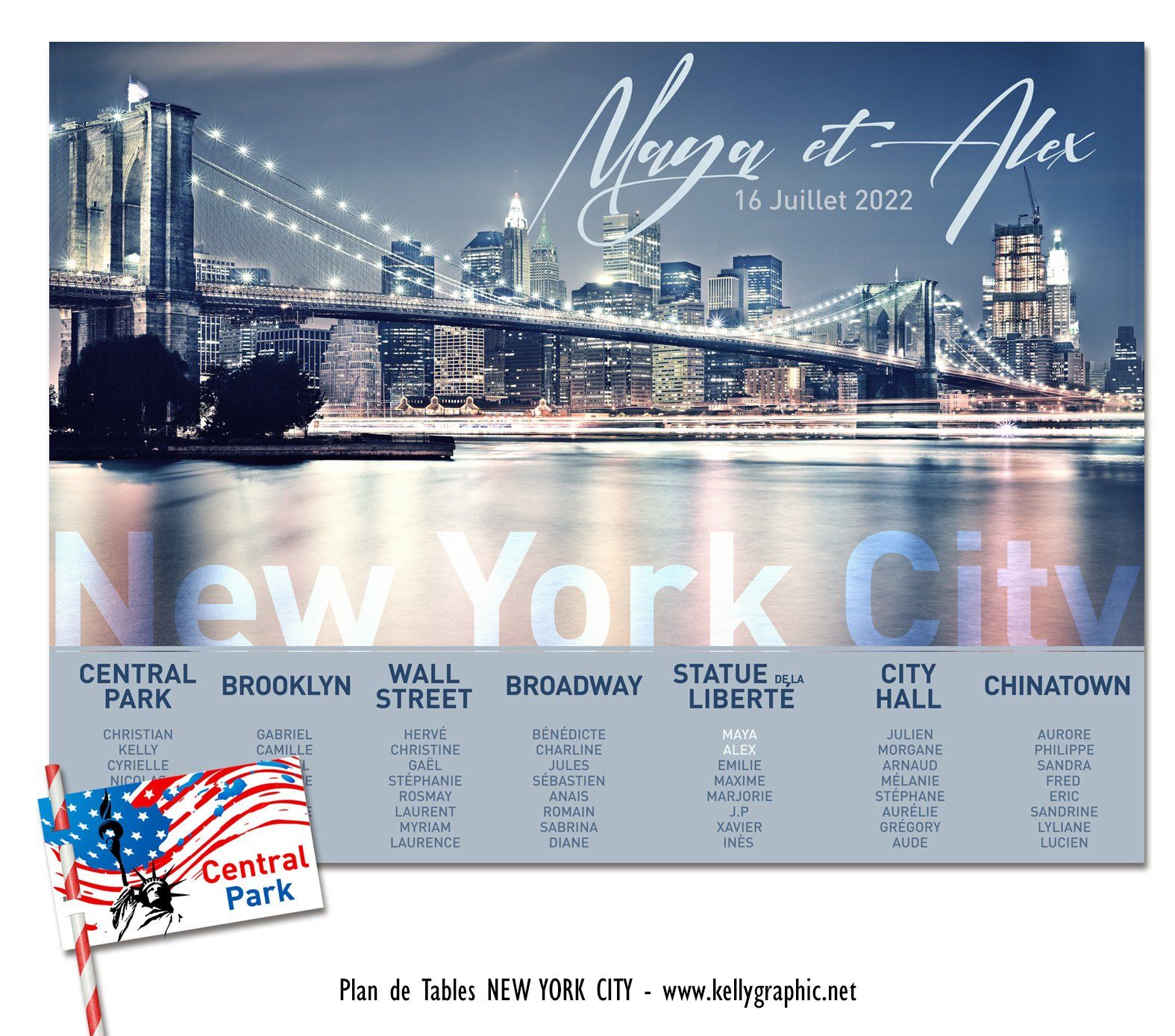 Plan de Table Mariage New York USA