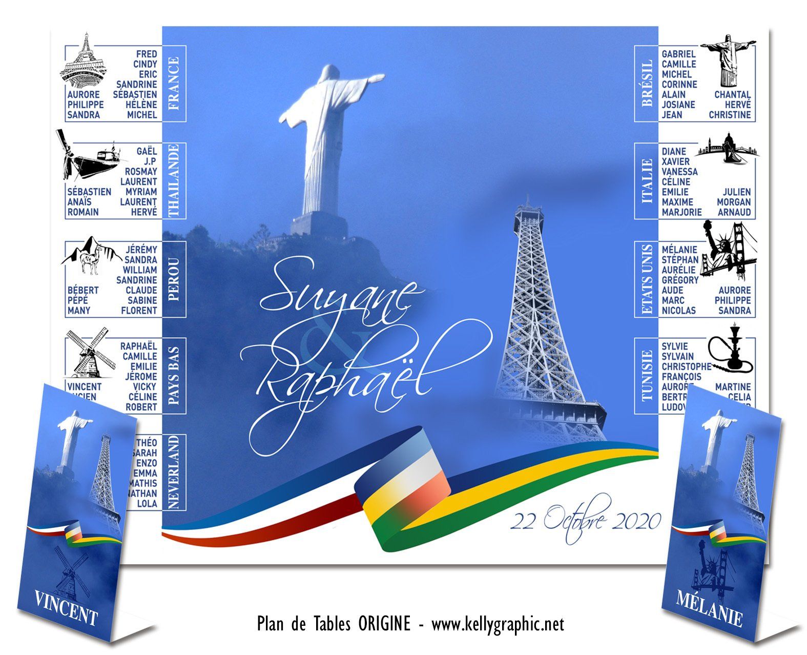 Plan de Table Mariage Rio, Brésil Plan de Table Mariage Rio, Brésil