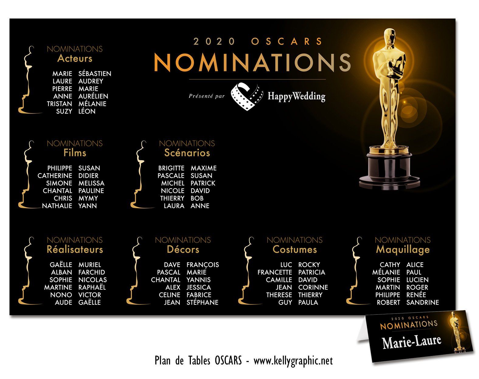 Plan de Table Mariage Films oscars Plan de Table Mariage Films oscars