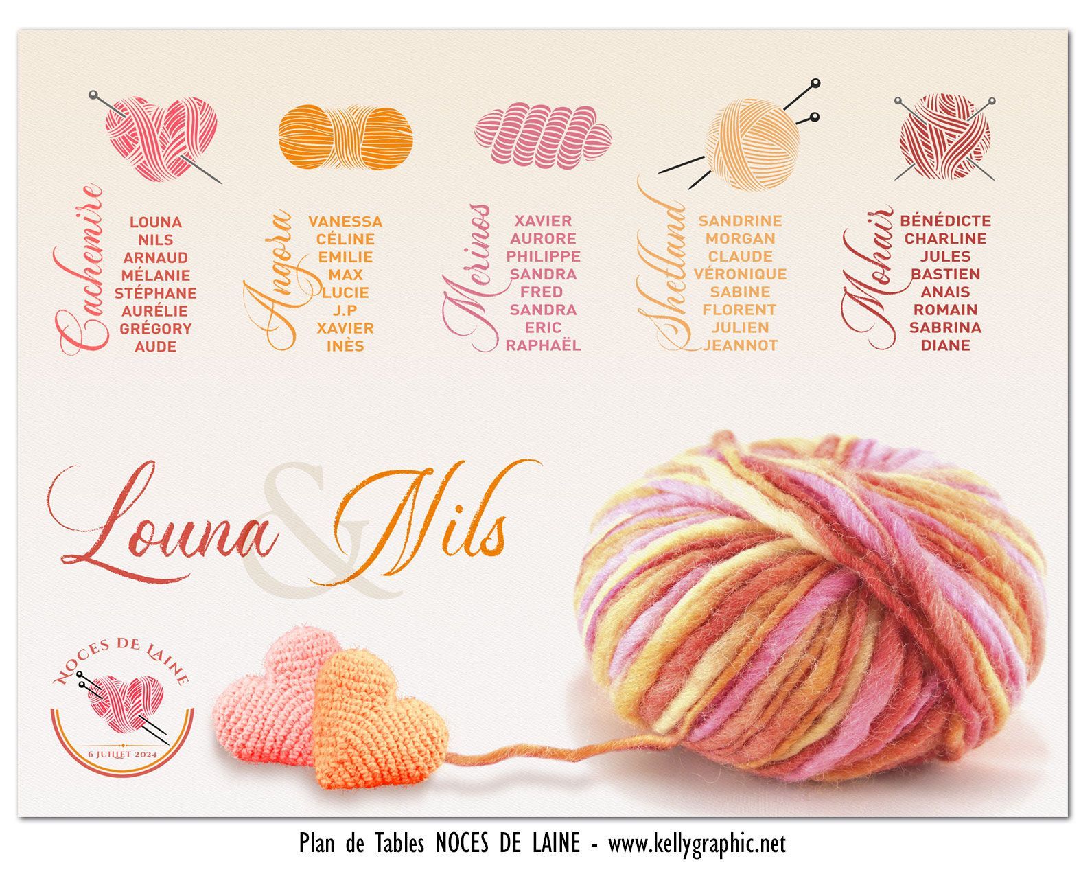 Plan de Tables Noces de mariage Laine Plan de Tables Noces de mariage Laine