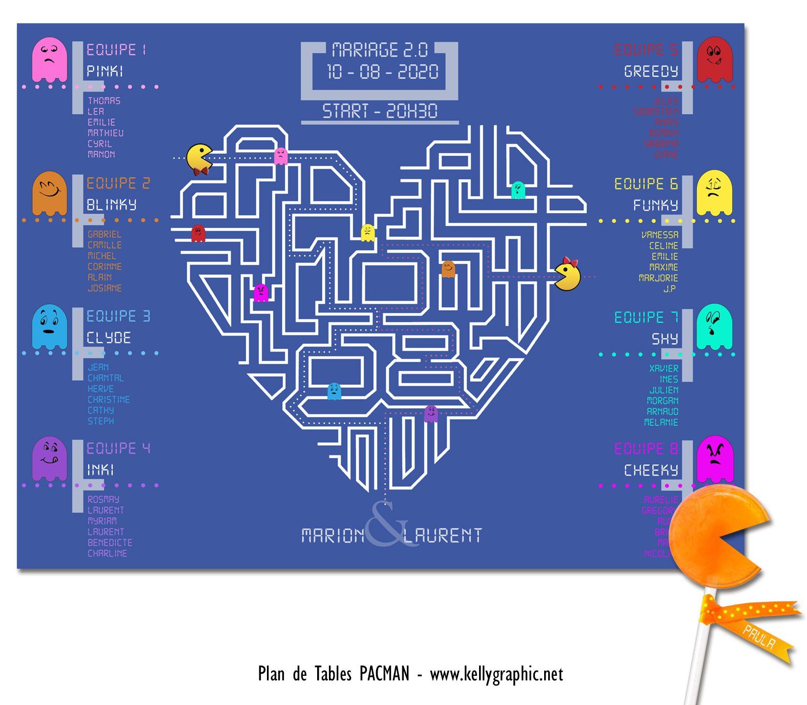 Plan de Table Mariage Geek Pacman Plan de Table Mariage Geek Pacman
