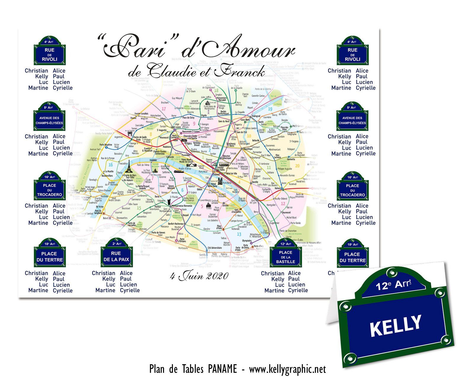 Plan de Table Mariage rue de Paris