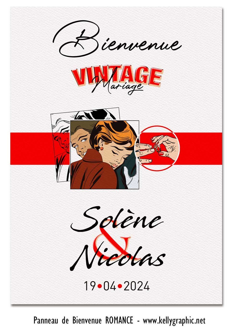 Panneaux de bienvenue Mariage romance Vintage Pop Art Panneaux de bienvenue Mariage romance Vintage Pop Art