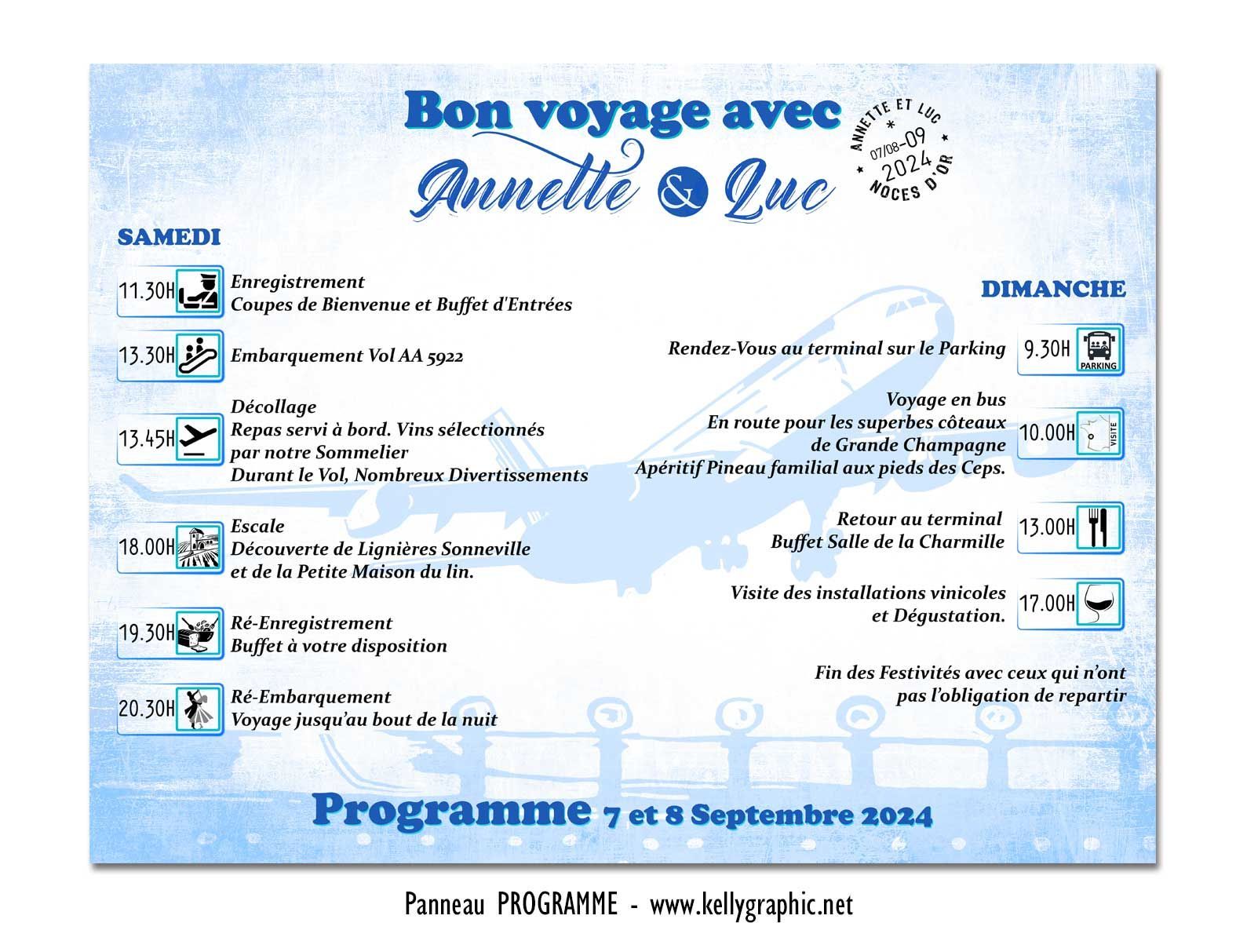 Panneaux de mariage programme du jour voyage avion Panneaux de mariage programme du jour voyage avion