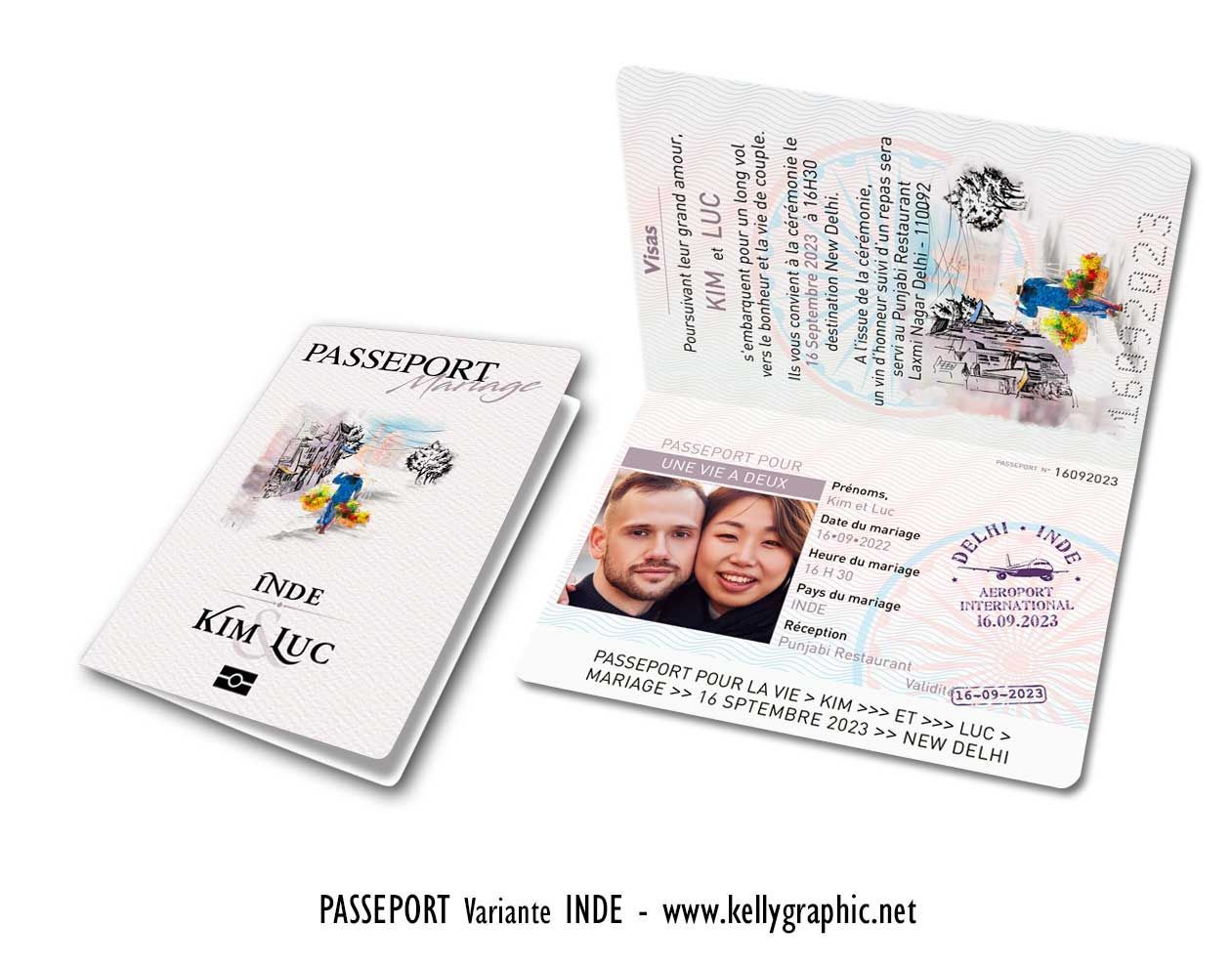 Faire-part mariage, Passeport Inde Faire-part mariage, Passeport Inde