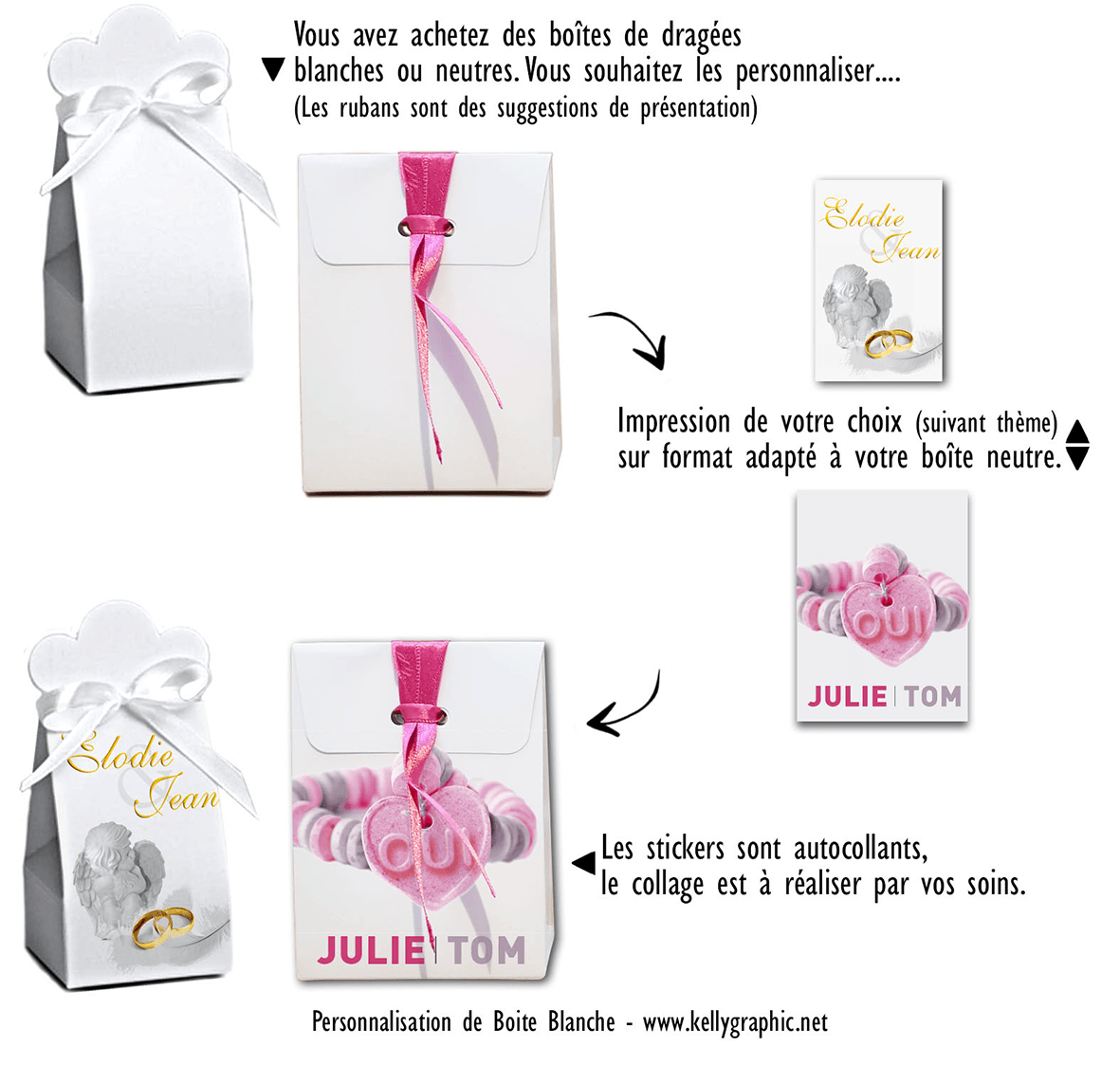 Etiquettes boite de dragées mariage Etiquettes boite de dragées mariage