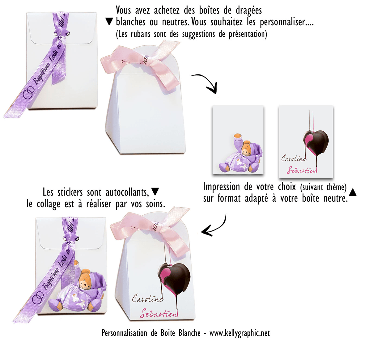 Etiquettes boite de dragées mariage Etiquettes boite de dragées mariage