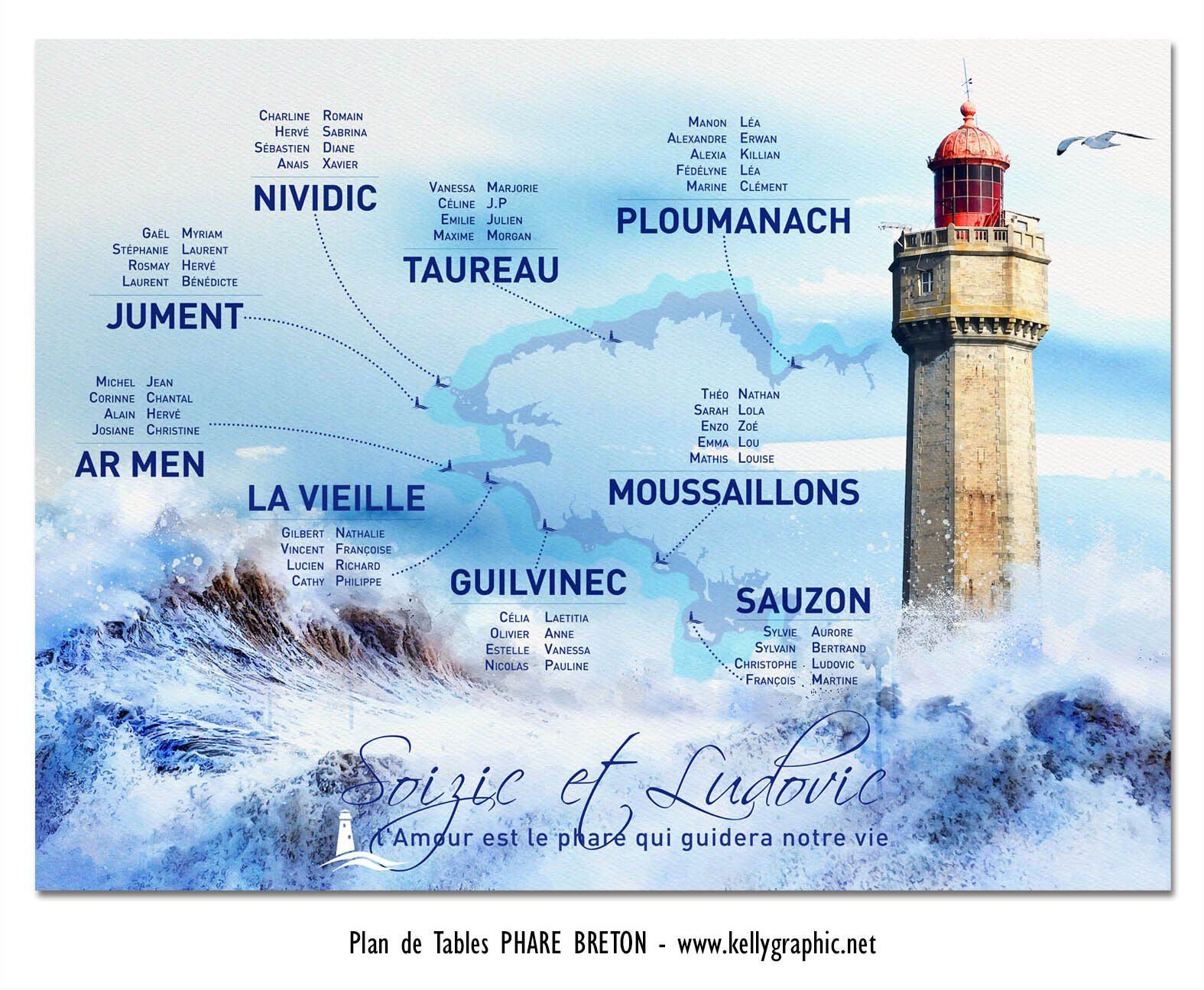 Plan de Tables Mariage Voyage - Phares Bretons Plan de Tables Mariage Voyage - Phares Bretons