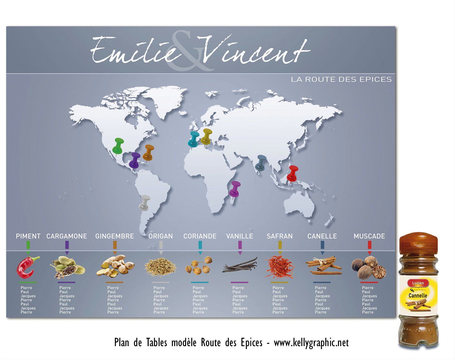 Plan de Table Mariage planisphère Routes des épices Plan de Table Mariage planisphère Routes des épices