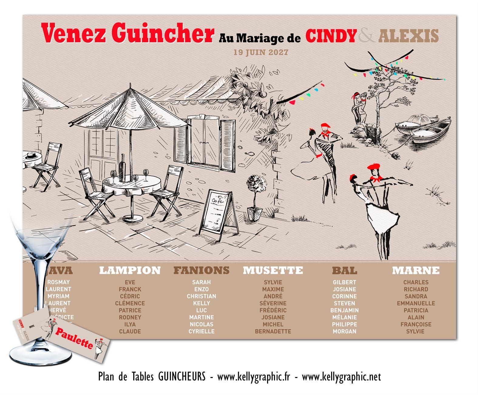 Plan de table mariage Bal Musette Plan de table mariage Bal Musette
